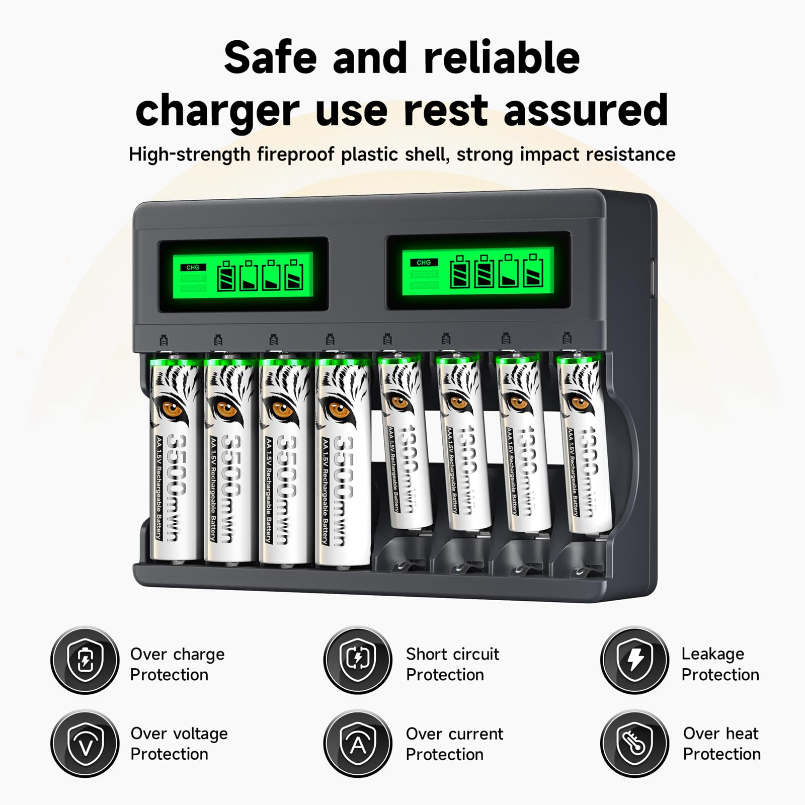 MSPALOCELL 8-Pack AA Lithium Rechargeable Batteries 3500mWh with USB Charger - 1.5V High Capacity Li-ion Battery for Blink Cameras, Wireless Keyboards, Game Controllers & Smart Home Devices