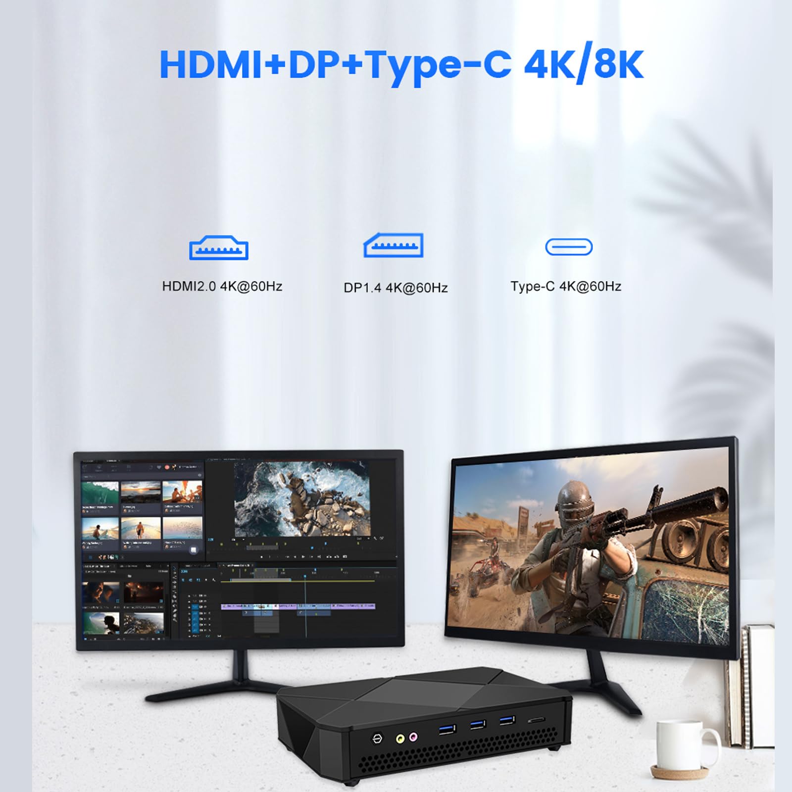 Tuofudun Mini PC Ryzen 7 5800H 8-Core Barebone System for Home Office