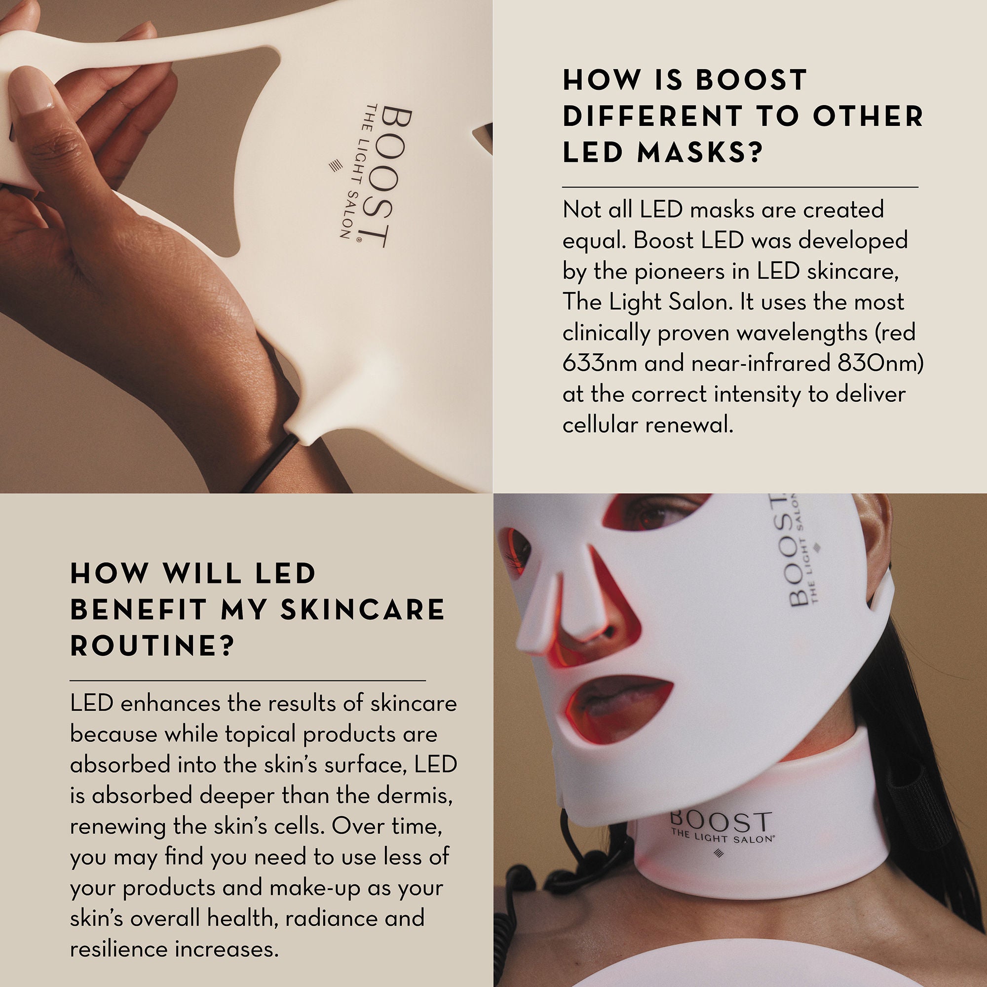 The Light Salon Boost LED Face Mask for Skin Rejuvenation - Red Light Therapy for Anti-Aging & Acne Treatment - Perfect for At-Home Skincare Routine & Spa Days