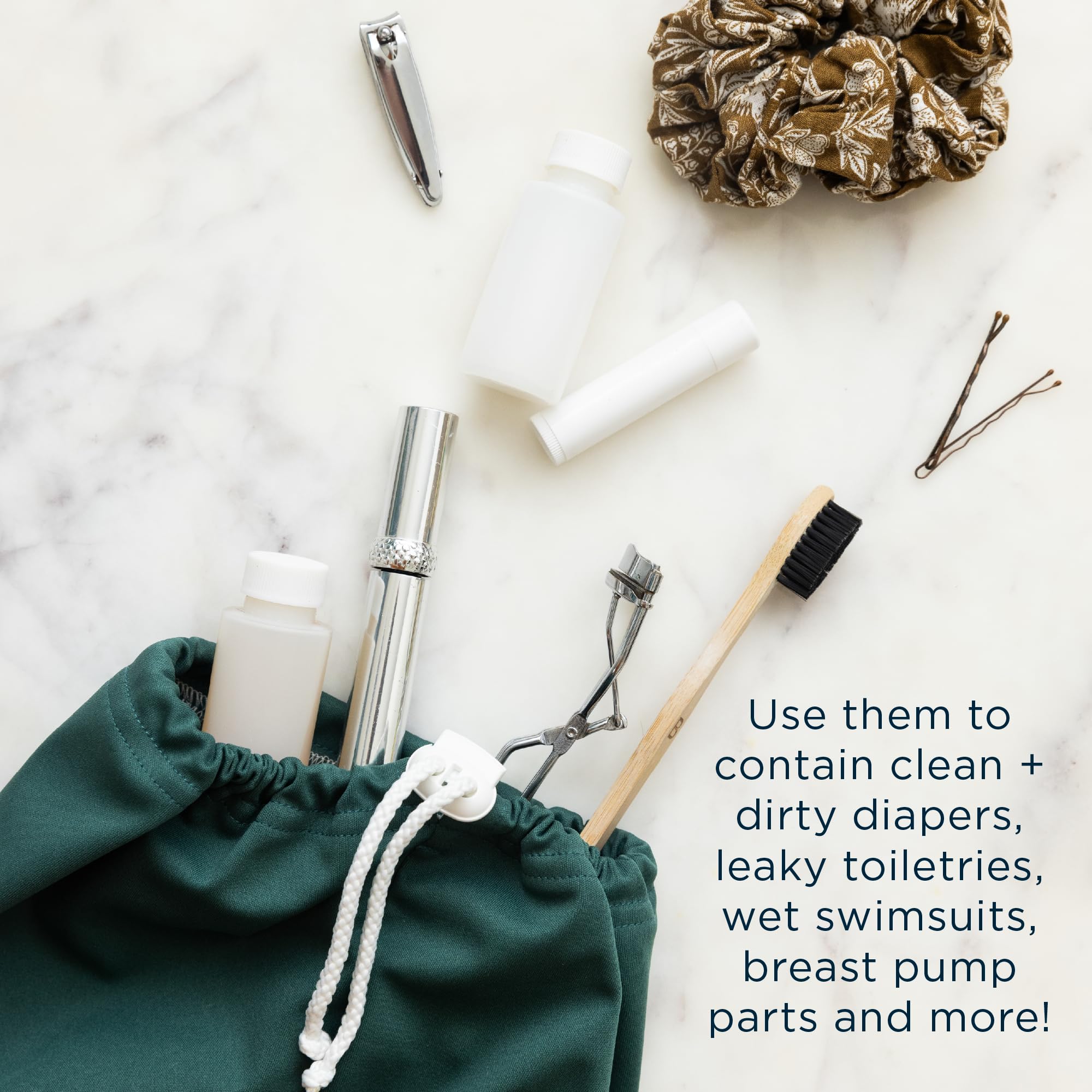 Waterproof Wet Dry Bags (Pack of 2) - Reusable Cloth Diaper Storage, Baby Essentials Organizer, Swim & Gym Bag for Toiletries, Snacks & Messy Items - Perfect for Daycare, Travel & Outdoor Activities - Fantastic Fungi & Forest Print