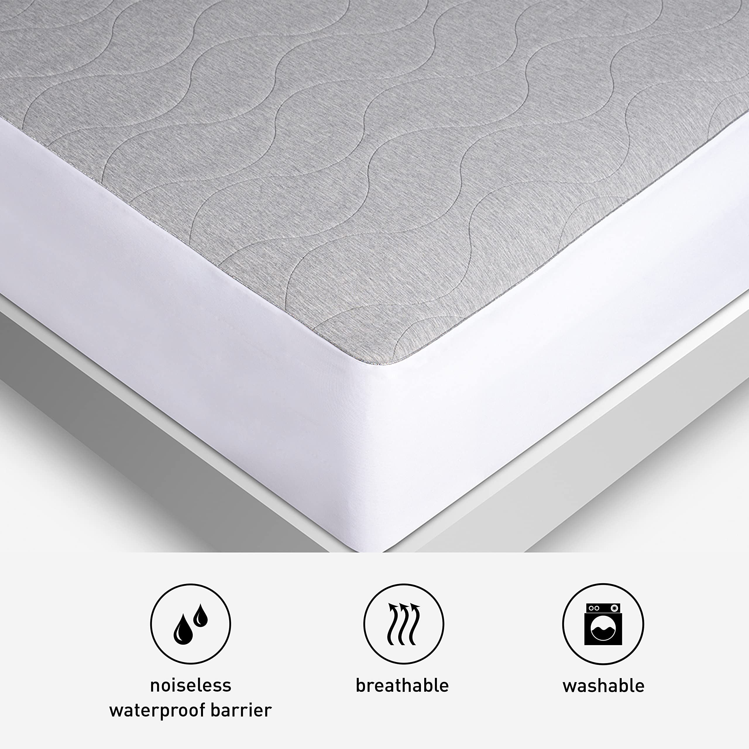 Bedgear Air-X Performance Mattress Protector - Full Size Cooling Waterproof Mattress Cover with Air-X Technology - Breathable Grey Wave Design - Machine Washable for Hot Sleepers & Allergy Relief - Perfect for Bedrooms, Guest Rooms & Dormitories