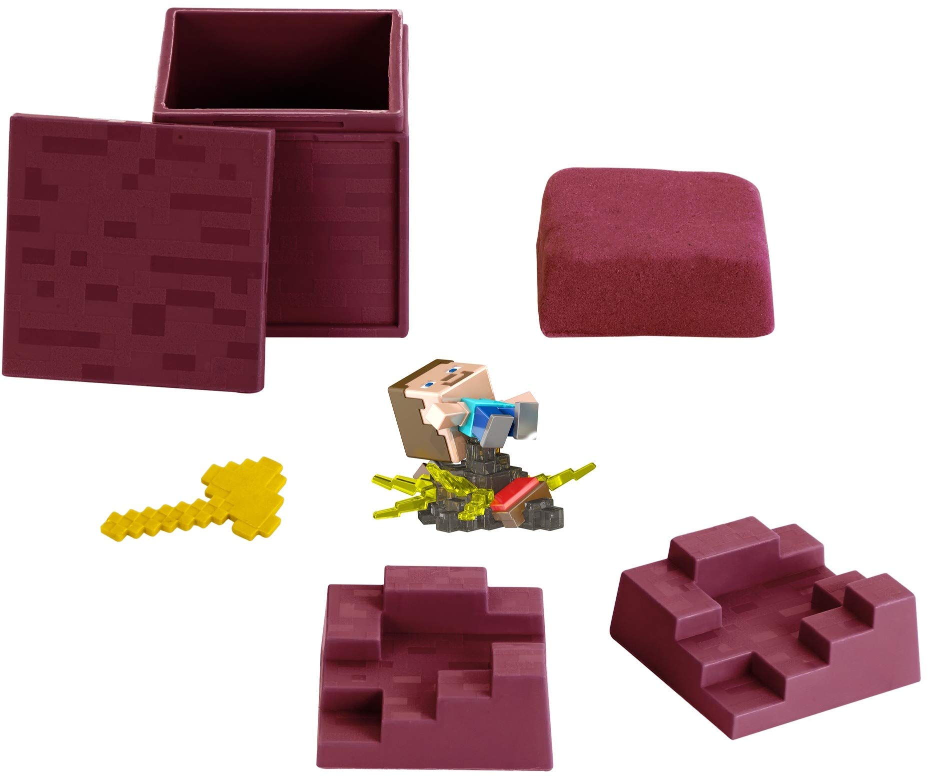 Minecraft Mini Mining Set - Nether Nap Steve Figure & Environment Accessory with Moldable Sand | Creative Building Toy for Kids 6+ | STEM Learning, Birthday Gift for Minecraft Fans | Perfect for Classroom Activities & Imaginative Play
