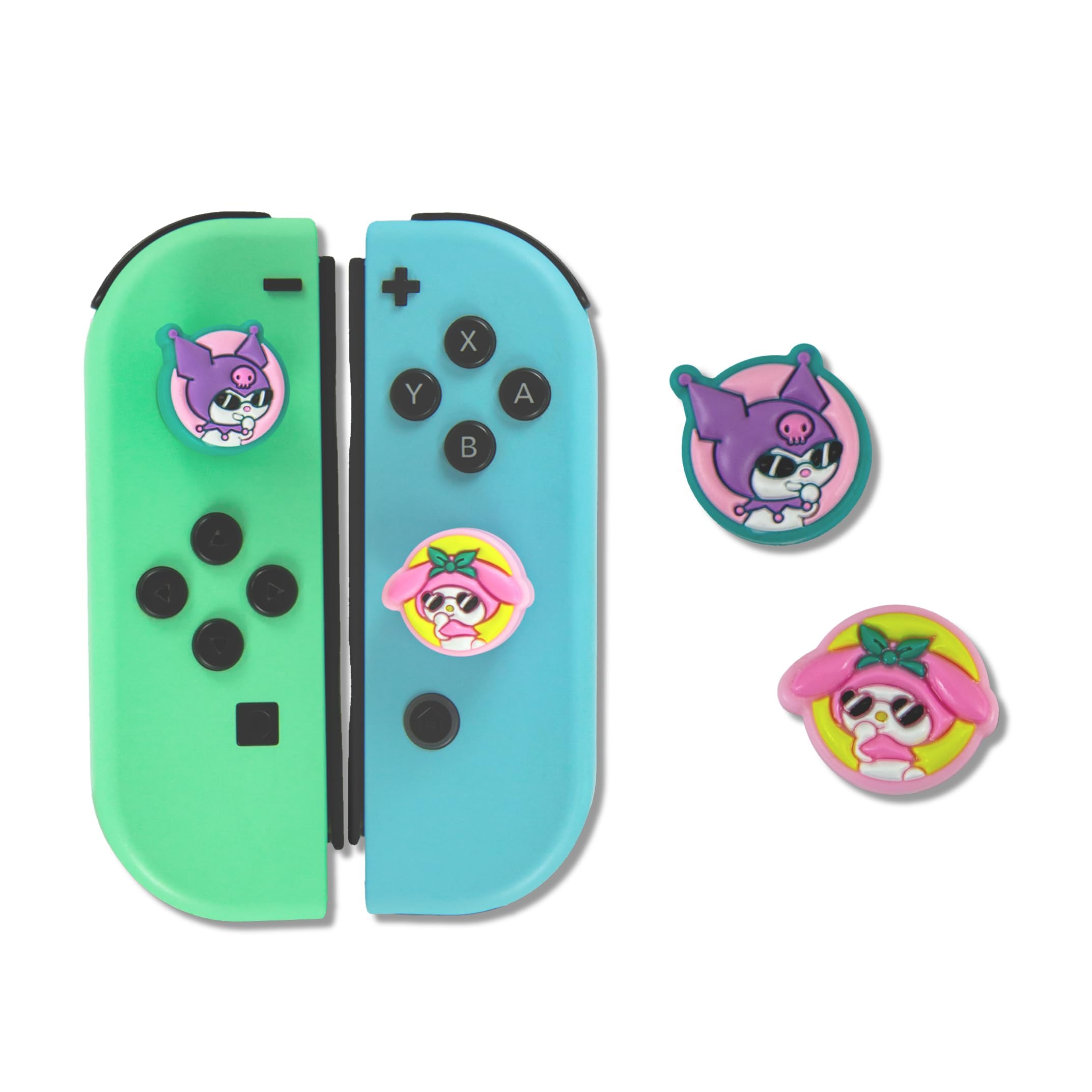 Sanrio Kuromi & My Melody Silicone Thumb Grip Caps for Nintendo Switch Joy-Con (4-Pack) - Compatible with Switch Lite/OLED - Cute Gaming Accessories for Comfort & Style | Perfect for Long Gaming Sessions & Switch Protection