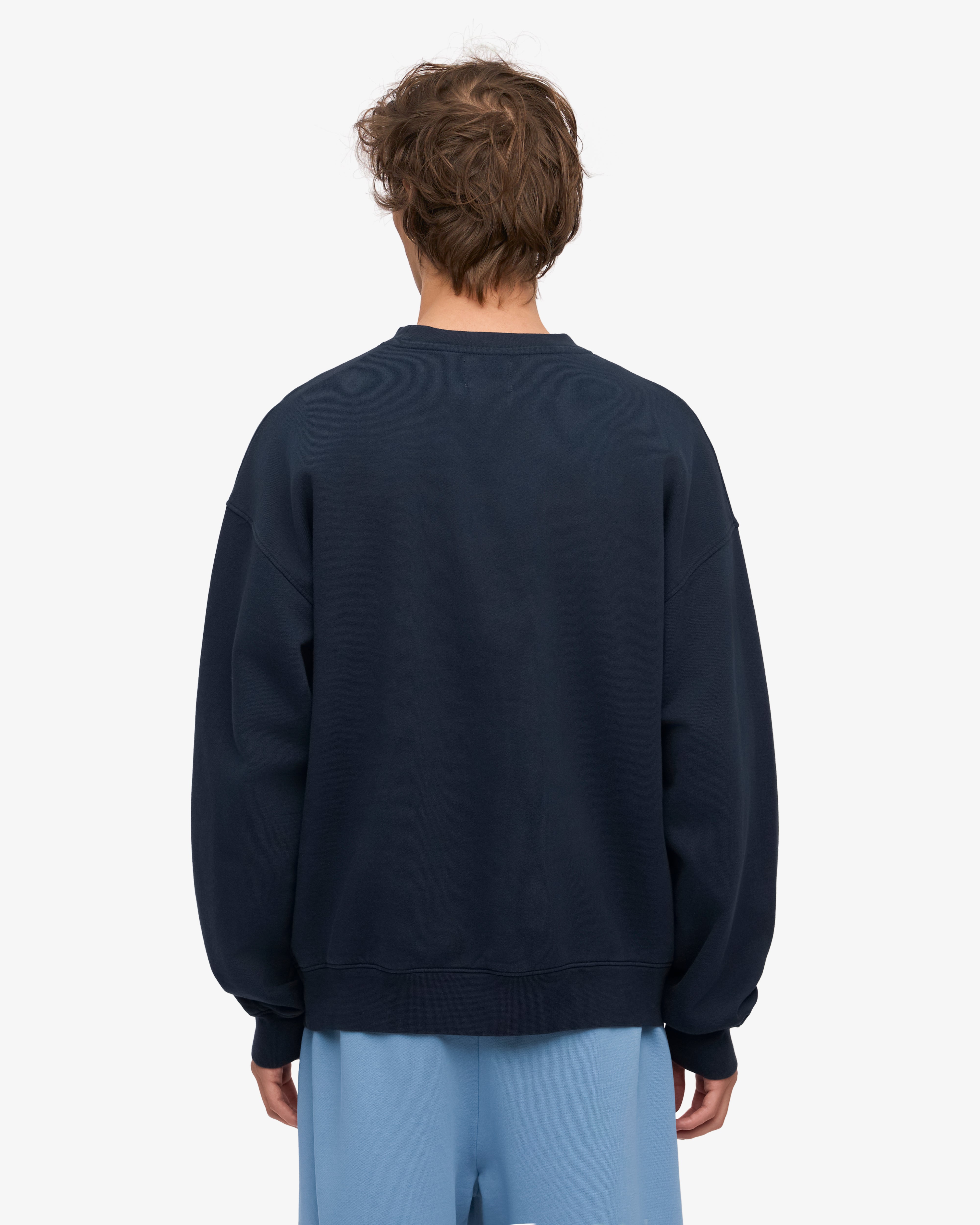 Organic Oversized Crewneck Sweatshirt - Navy Blue - Soft & Comfortable Cotton Pullover for Men & Women - Perfect for Casual Wear, Loungewear & Outdoor Activities