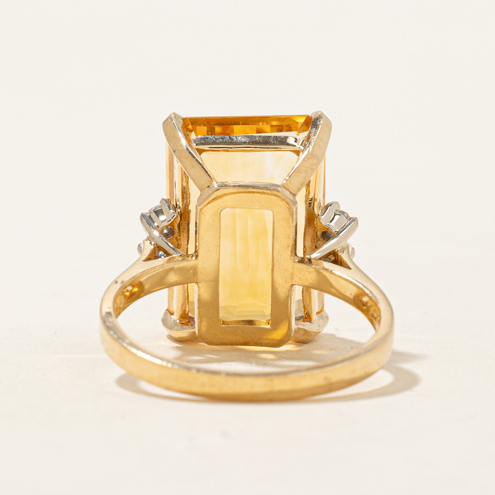 11.00ct Mandarin Citrine & 0.08ct Diamond Cocktail Ring - Size 7 | Elegant Statement Jewelry for Evening Parties, Weddings & Special Occasions
