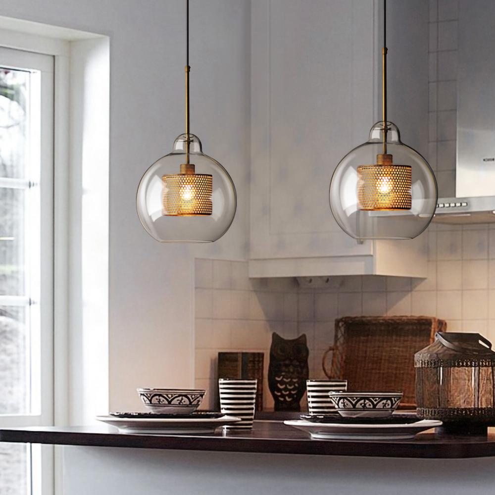 Chiswick Glass Pendant Light - Modern Hanging Ceiling Lamp for Kitchen Island, Dining Room & Bedroom Lighting