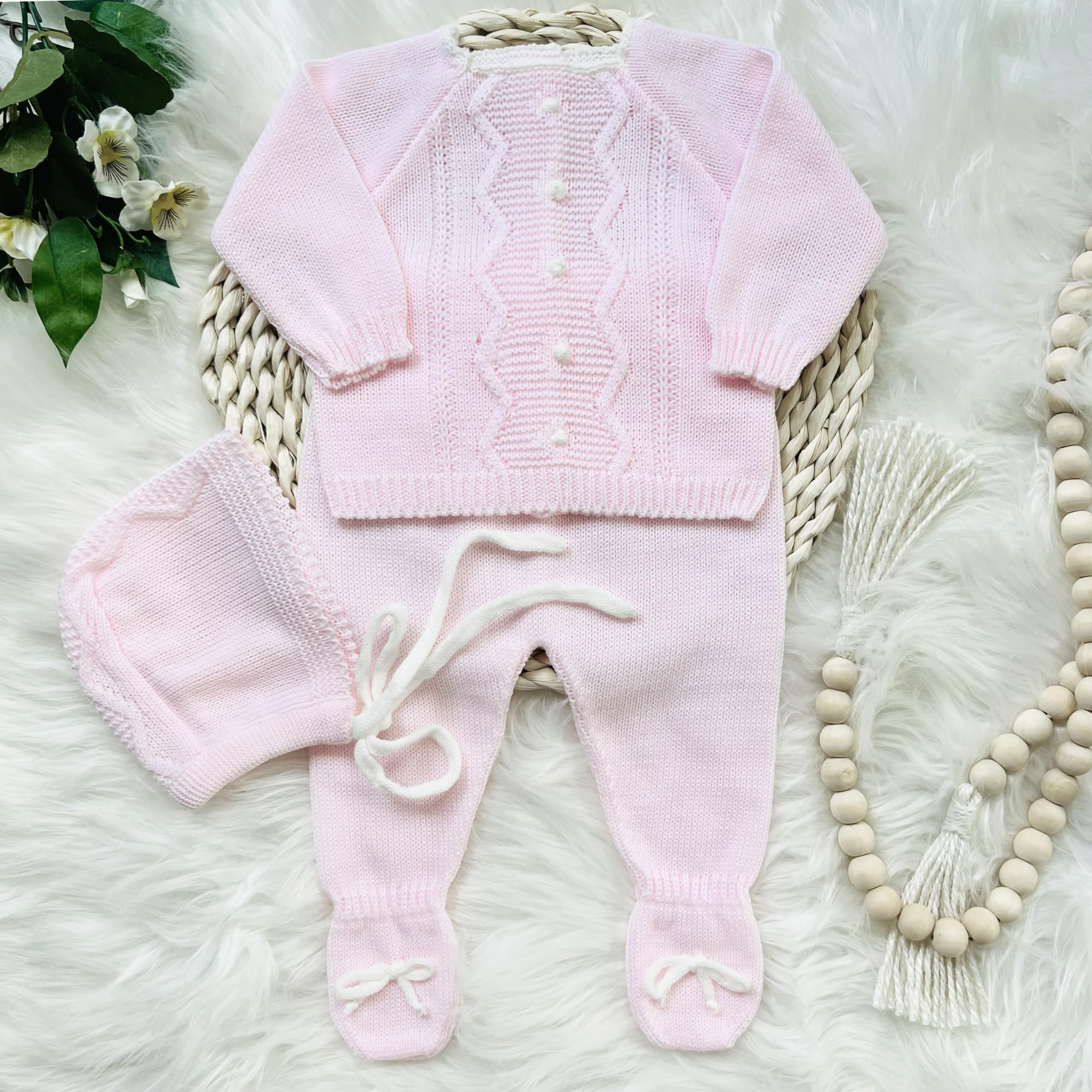 Newborn Baby Knitted Clothes Set - Soft Cotton Coming Home Outfit for Boys & Girls | Perfect for Hospital Photos, Christening & First Birthday