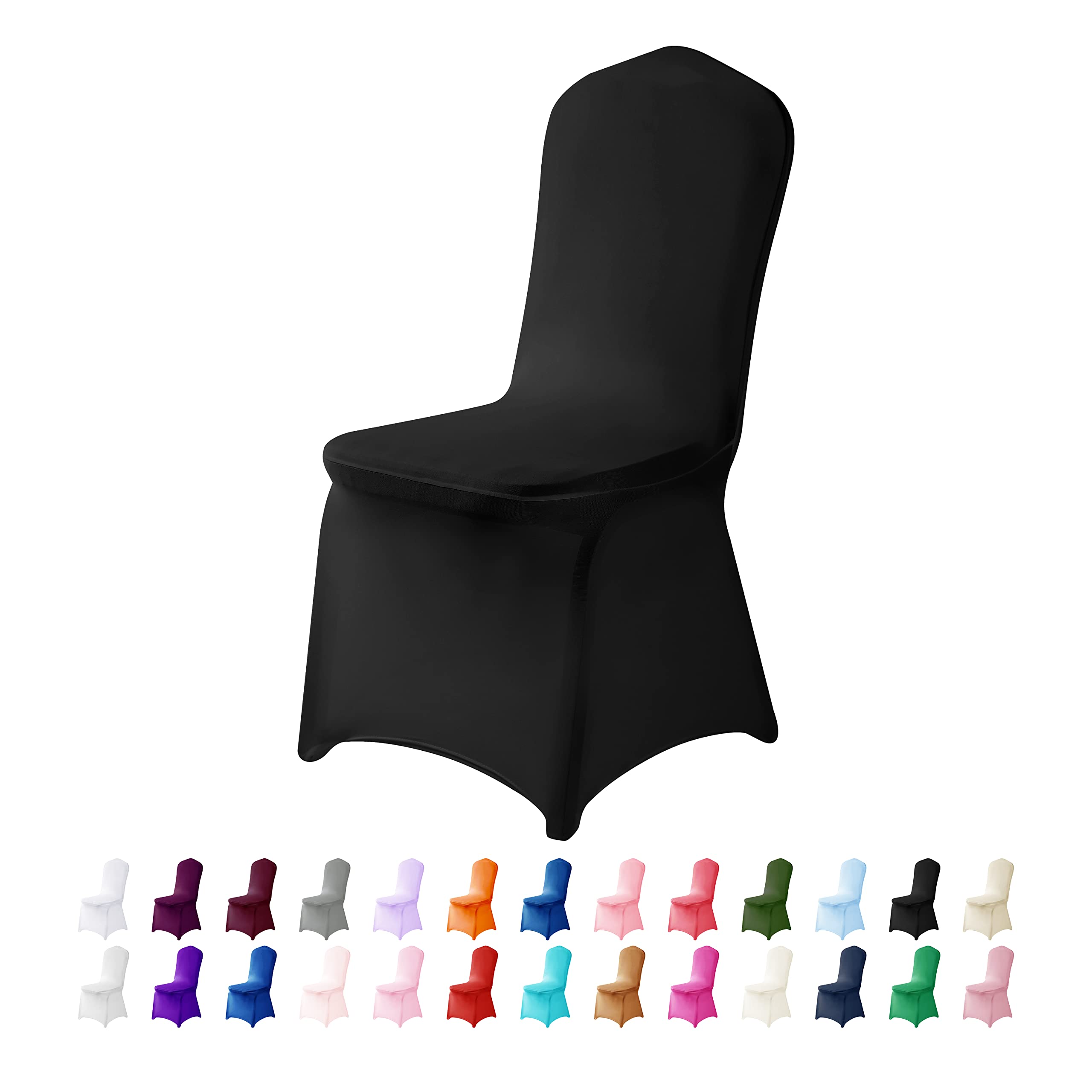 25PCS Stretch Spandex Chair Covers - Washable & Removable Elastic Chair Protectors for Living Room, Party, Banquet, Wedding & Hotel Events (Black) - Perfect for Home Decor and Event Seating Arrangements