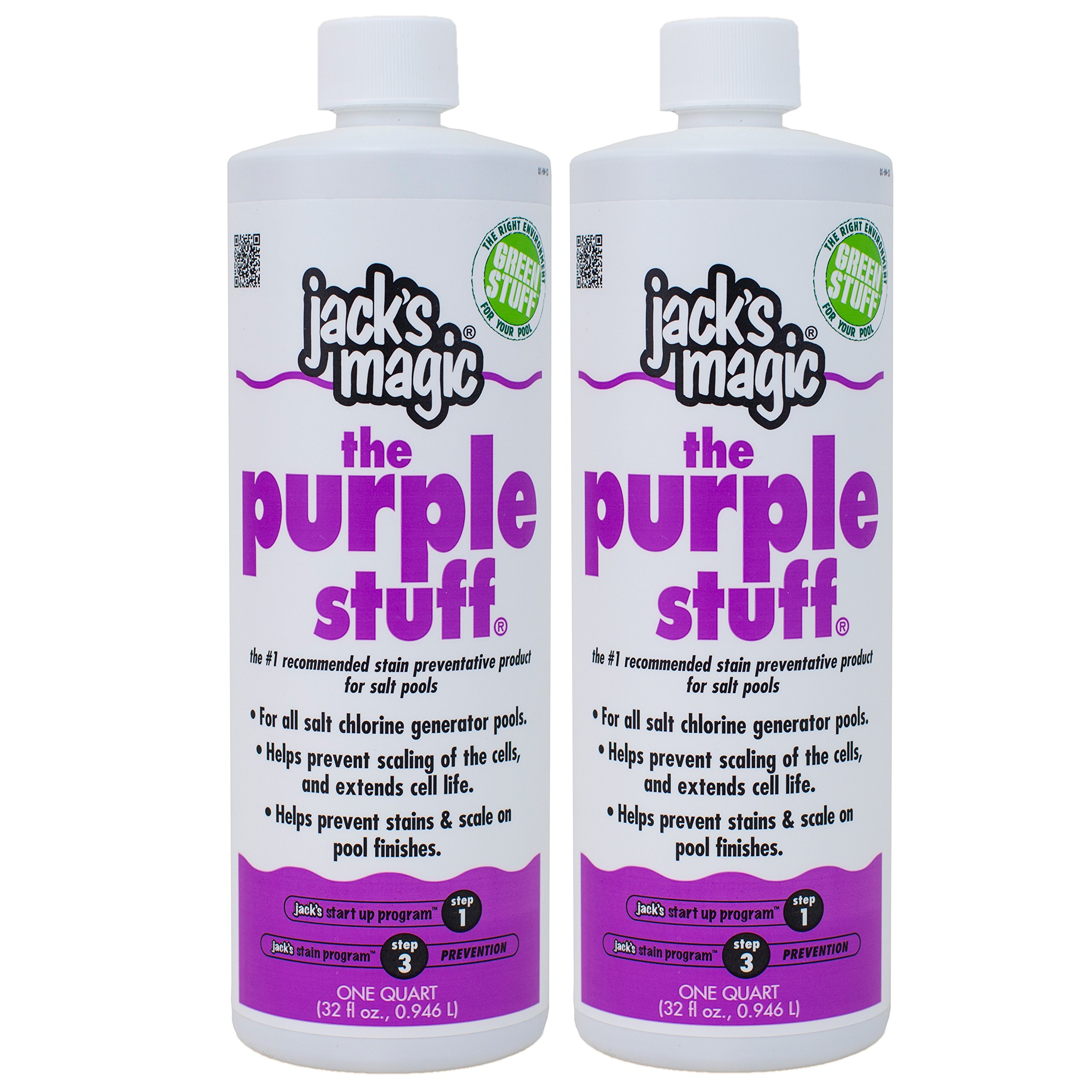Jack's Magic The Purple Stuff Pool Stain Remover - 1 Quart (2 Pack) - Removes Metal Stains, Rust & Scale - Perfect for Swimming Pools, Spas & Hot Tubs