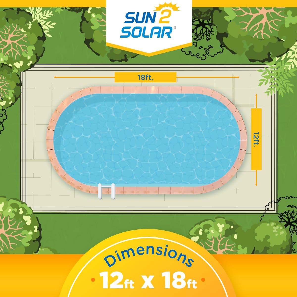 Sun2Solar Clear 12 ft x 18 ft Oval Pool Solar Cover | 1200 Series Heat Retaining Thermal Blanket for Inground & Above Ground Swimming Pools | Heavy-Duty Grommets Included | Extend Swimming Season & Reduce Heat Loss | Perfect for Backyard, Family Gatherings & Summer Pool Parties