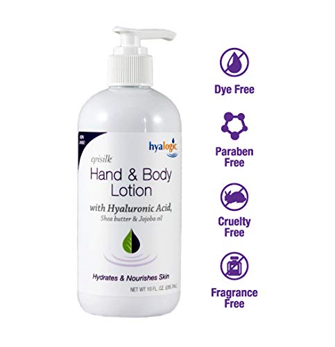 Hyalogic Episilk Hyaluronic Acid Hand & Body Lotion with Shea Butter & Jojoba Oil - 10oz Moisturizing Skin Care for Dry Skin - Perfect for Daily Hydration & After-Shower Use for Men & Women