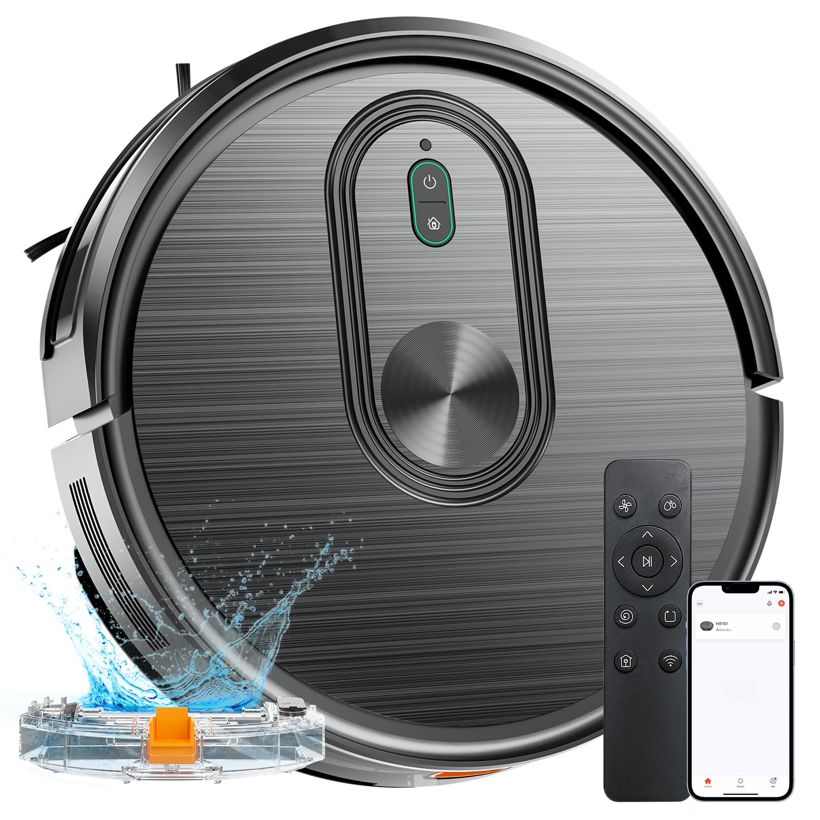 Smart Robot Vacuum and Mop Combo 3-in-1 - 1600Pa Strong Suction, Self-Charging, App/Bluetooth/Remote Control - Slim Design for Hard Floors, Pet Hair & Carpets - Perfect for Daily Home Cleaning & Pet Owners