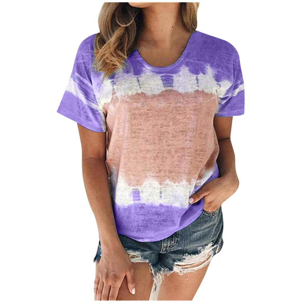 Women's Business Casual V-Neck Ruffle Short Sleeve Blouse - Summer Printed Tunic Top (Purple, XXXXL) | Office Wear, Date Night & Casual Outfits