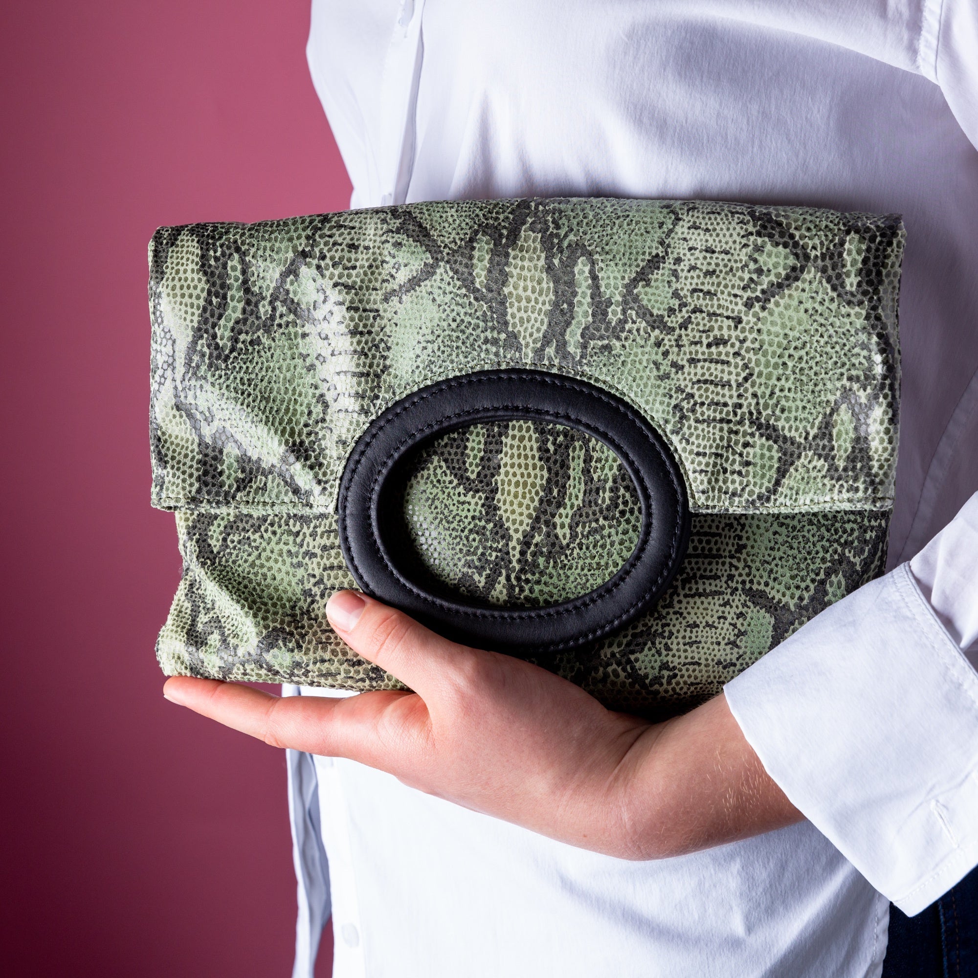 Green Snake Three-Way Clutch Bag - Stylish Handheld, Shoulder & Crossbody Purse for Women | Perfect for Work, Party & Travel Accessories