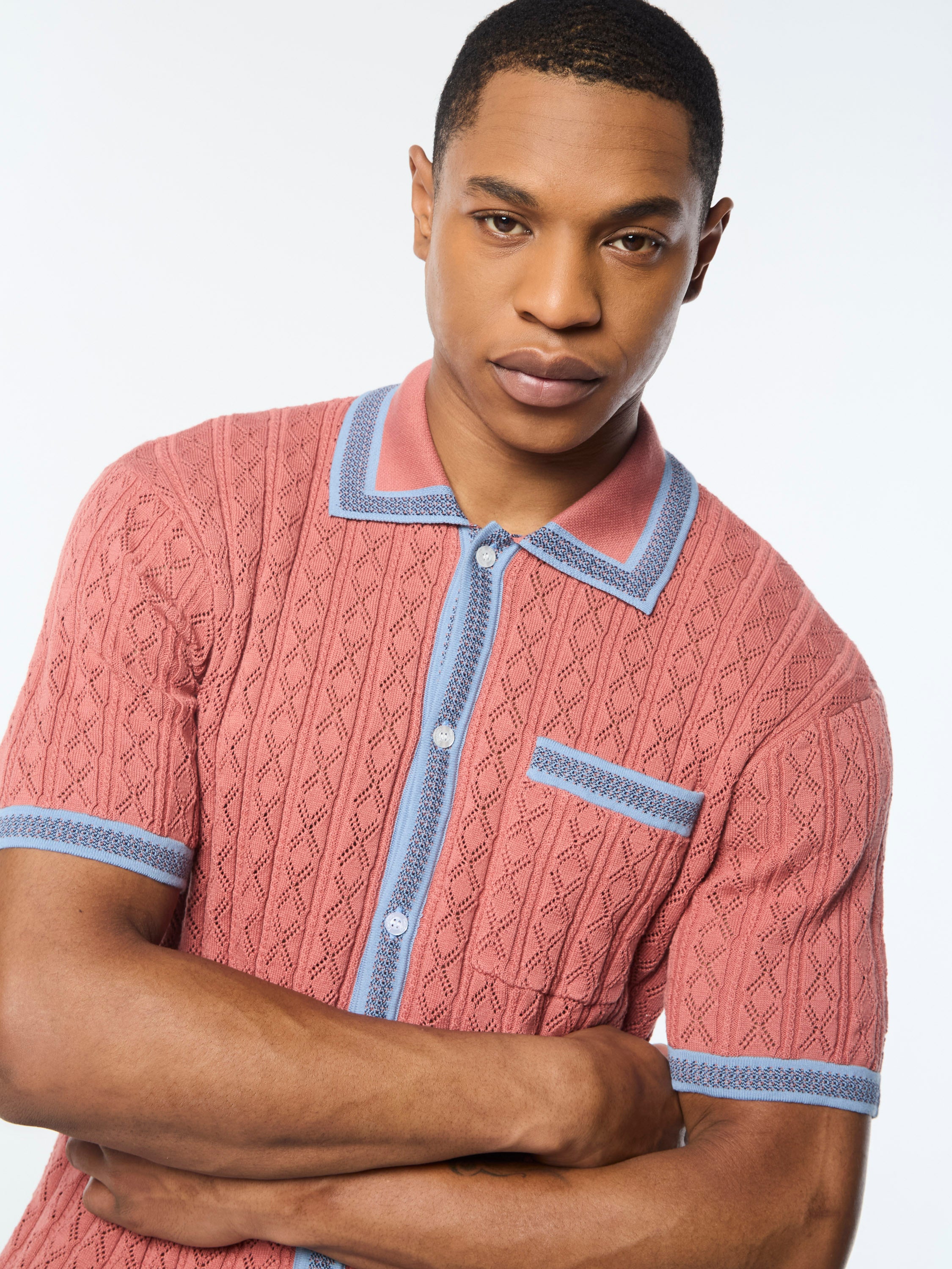 Aldo Pointelle Polo Shirt for Men - Light Mahogany Color, Breathable Knit Top for Casual Wear & Office Outfits