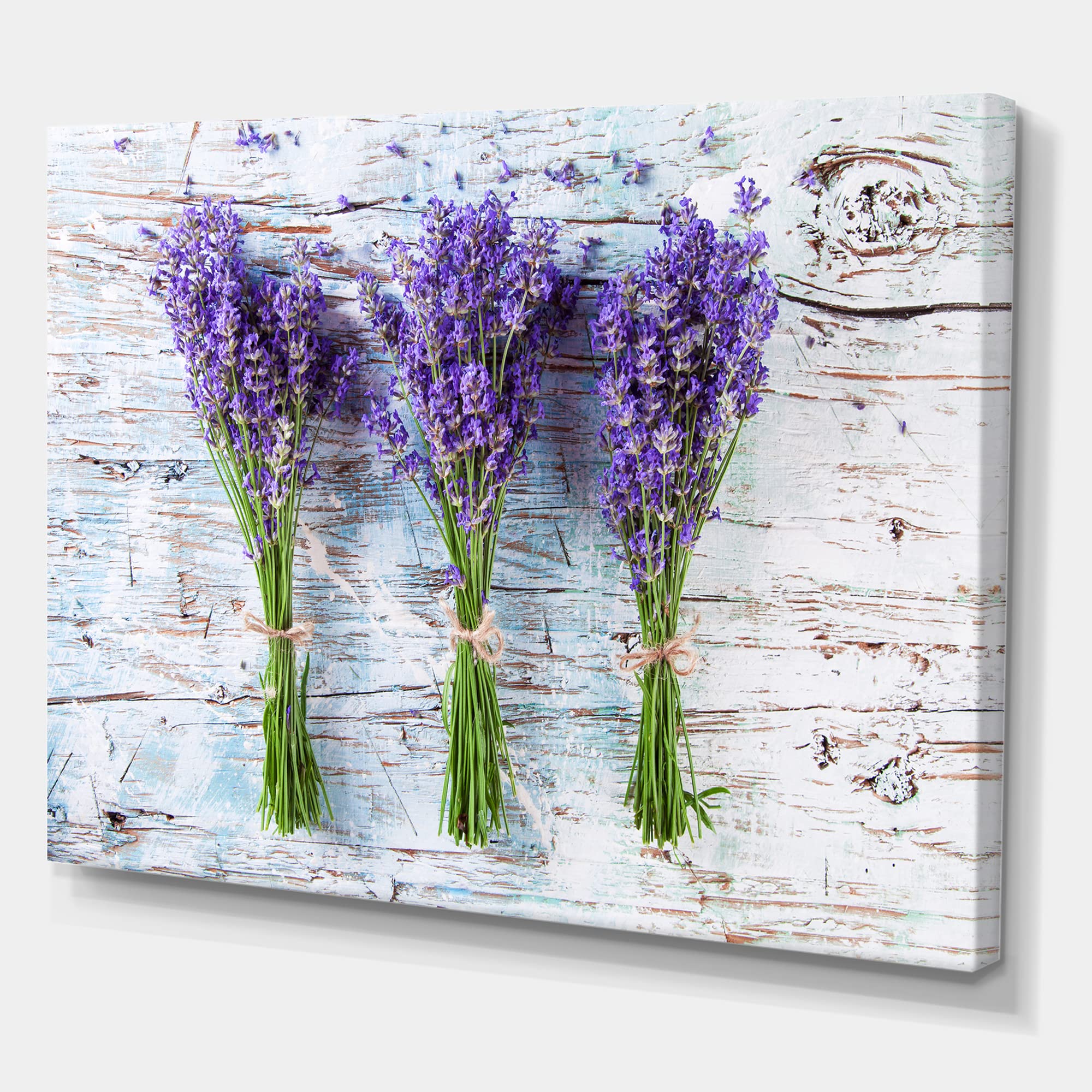 Fresh Lavender on Wood Farmhouse Canvas Wall Art - Rustic Floral Home Decor for Living Room, Bedroom & Office