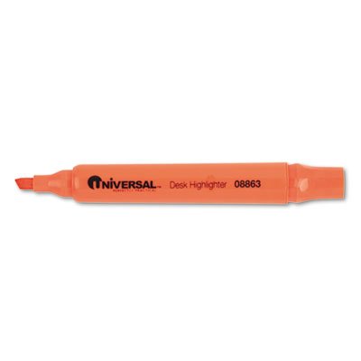 Universal Chisel Tip Desk Highlighter - Fluorescent Orange (12 Pack) - Perfect for Office, School & Study Notes