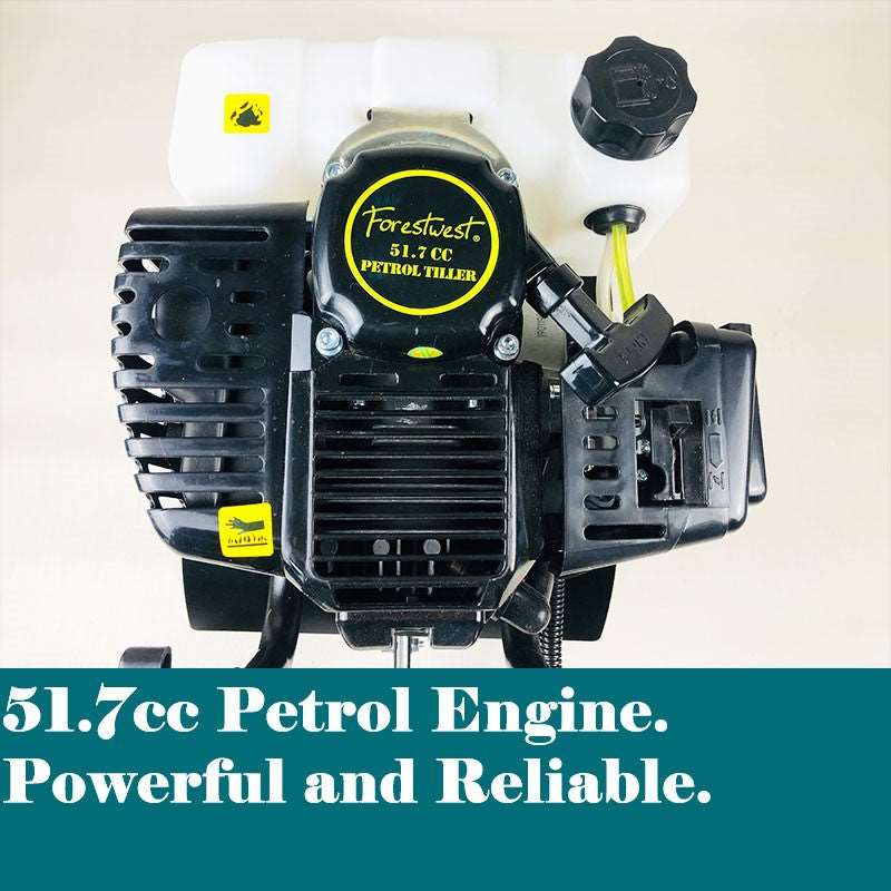 **51.7CC Gas Powered Mini Tiller Cultivator - Rotary Hoe for Gardening, Landscaping & Soil Preparation - Ideal for Small Farms, Backyards & Flower Beds**