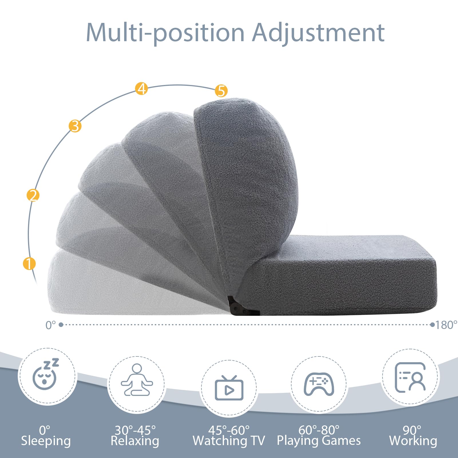 MAXYOYO Adjustable Floor Chair with Back Support - Ergonomic Meditation Seat for Yoga, Reading & Relaxation - Comfortable Grey Floor Cushion for Home, Office & Zen Spaces