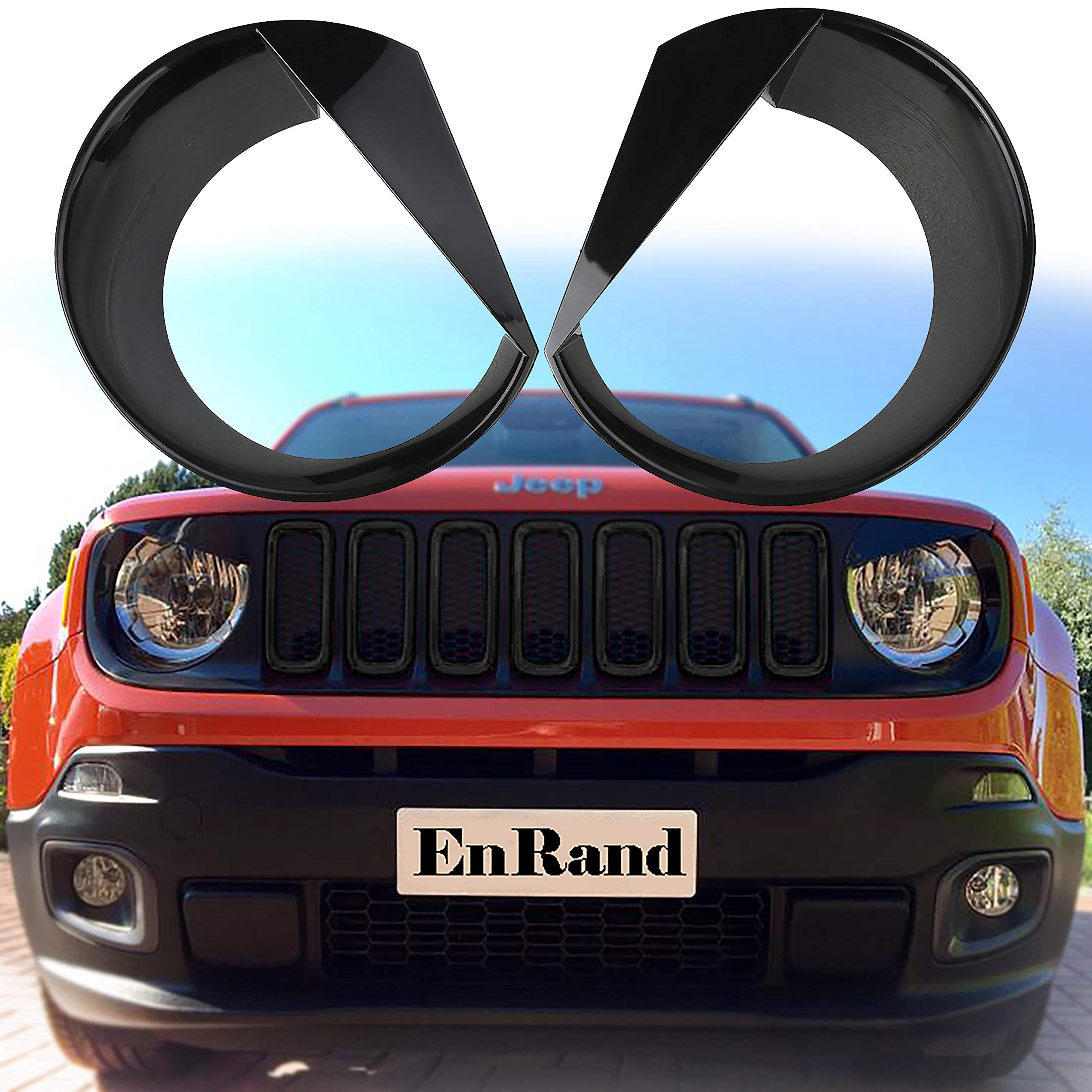 Jeep Renegade Accessories Kit - 18pcs Black Door Handle Covers, Gas Tank Cover, Tail Light Guards, Headlight Bezels & Front Grill Inserts | Off-Road Protection & Style Upgrade
