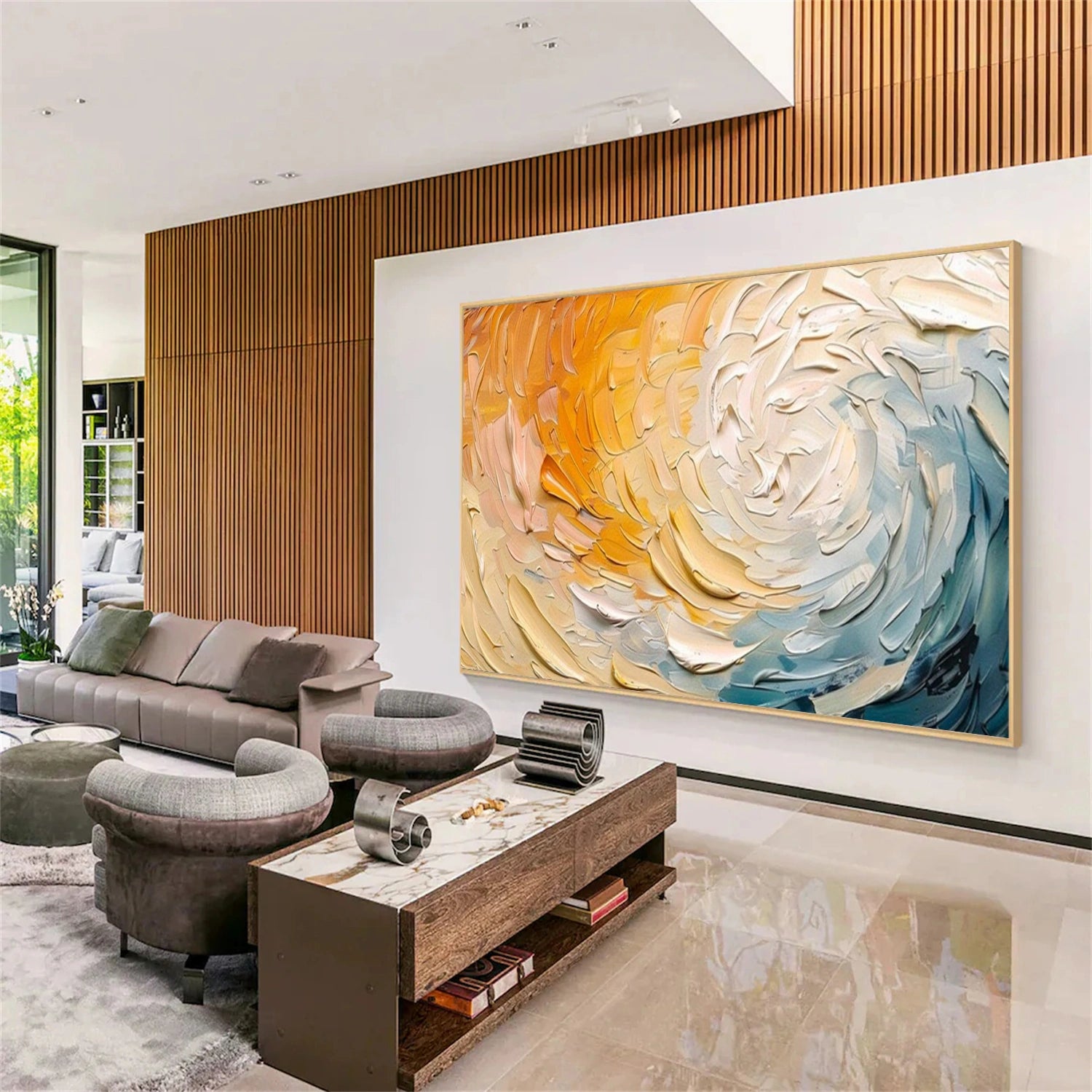 Abstract Painting #AB 308 - Modern Wall Art for Living Room, Bedroom & Office Decor | Large Canvas Artwork for Home & Office