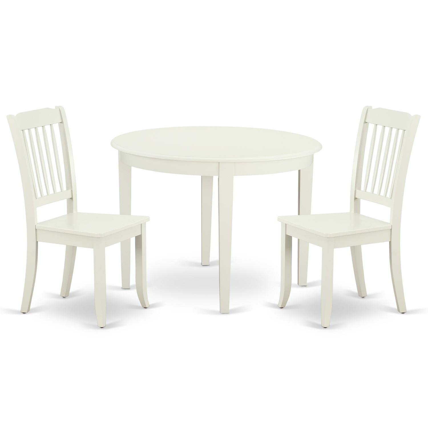 East West Furniture BODA3-LWH-W 3-Piece Round Kitchen Dining Set with 42