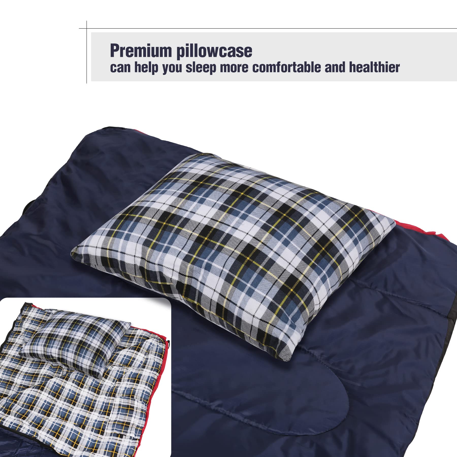 **REDCAMP Small Camping Pillow - Lightweight & Compressible Travel Pillow with Removable Flannel Cover (Blue & Grey) - Perfect for Backpacking, Hiking & Outdoor Adventures**