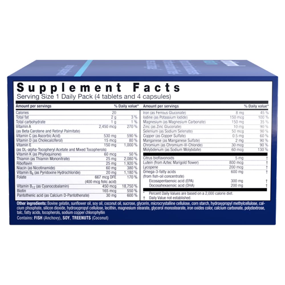 Orthomol Vital M Men's Multivitamin Supplement - 30-Day Supply with Vitamins A, B, C, D, E, K, Iodine & Omega-3 - Daily Immune Support & Energy Booster for Active Men