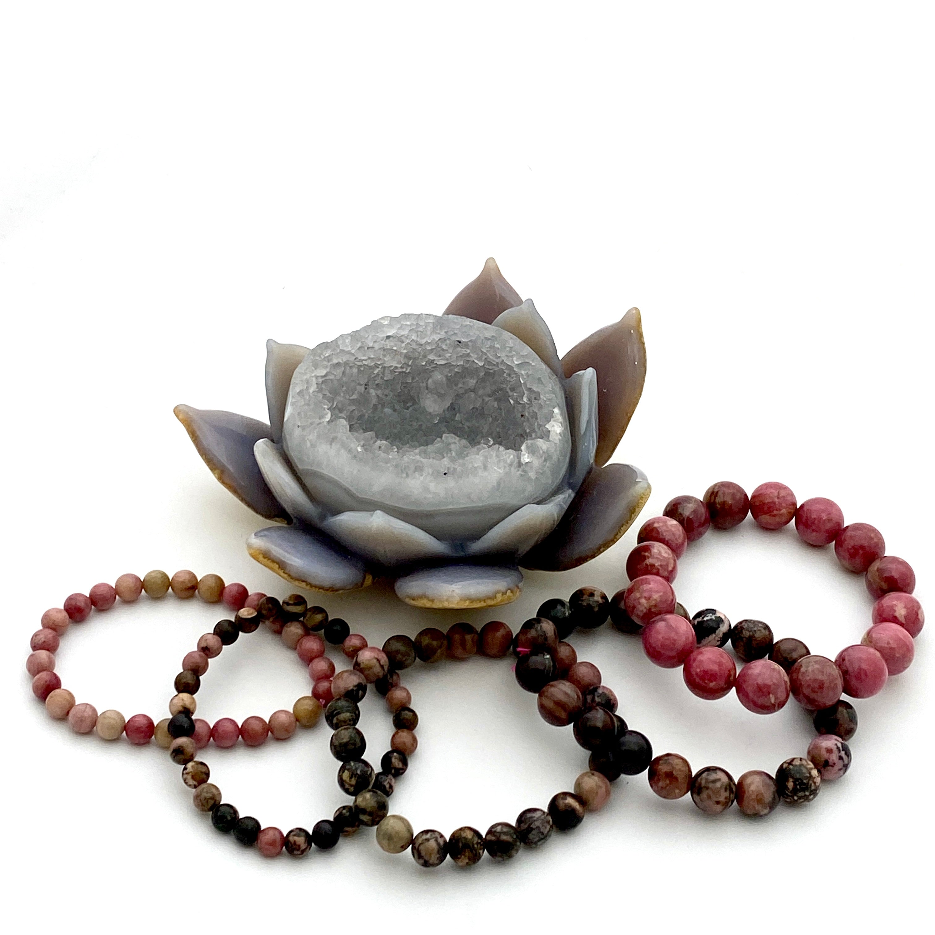 Natural Rhodonite Gemstone Bracelet for Women - Healing Crystal Jewelry for Stress Relief & Emotional Balance | Perfect for Meditation, Yoga & Spiritual Gifts