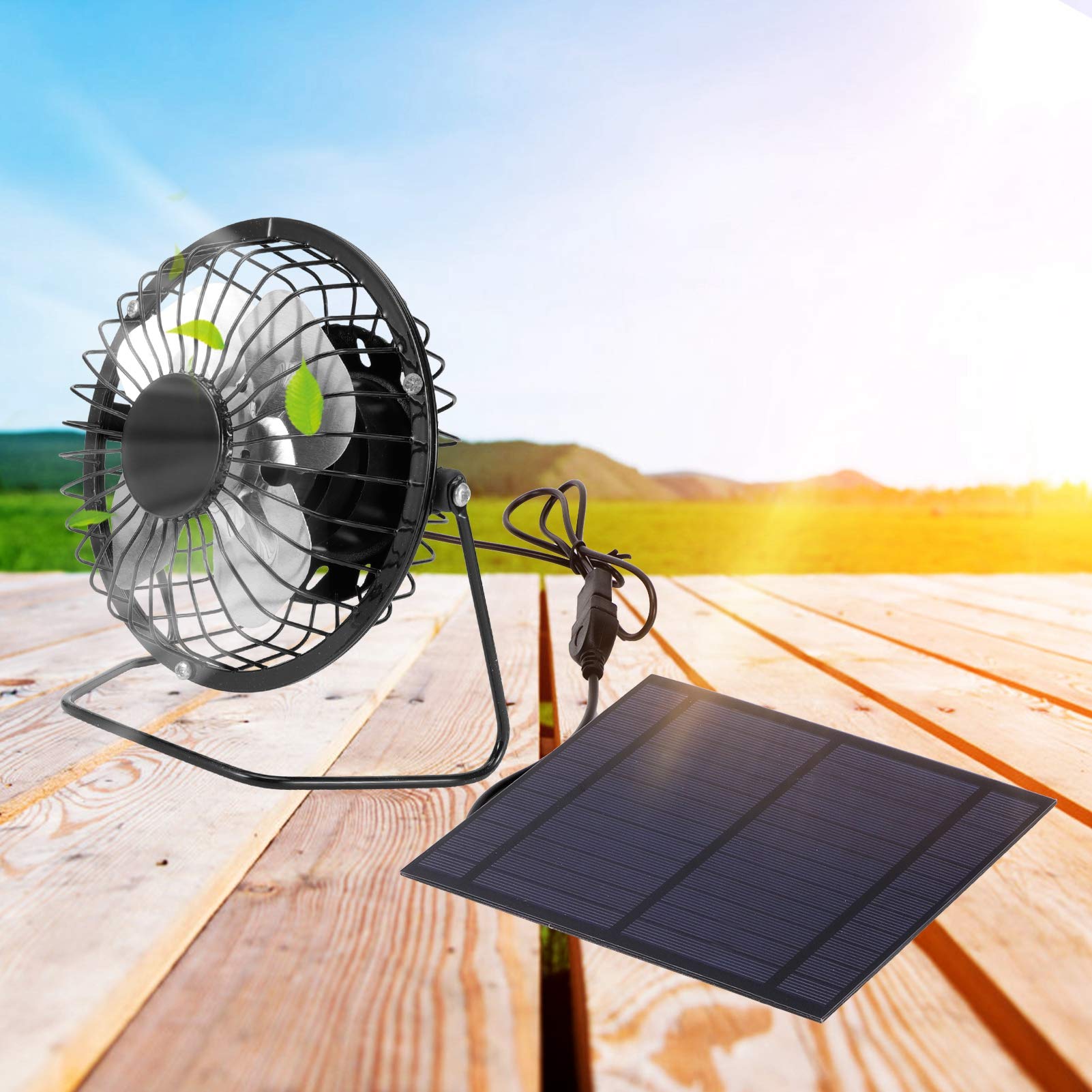 5W Solar Powered Fan with Mini Solar Panel - Portable Cooling Fan for Greenhouse, Dog House, RV, Trailer - Ideal for Outdoor Ventilation & Energy Savings