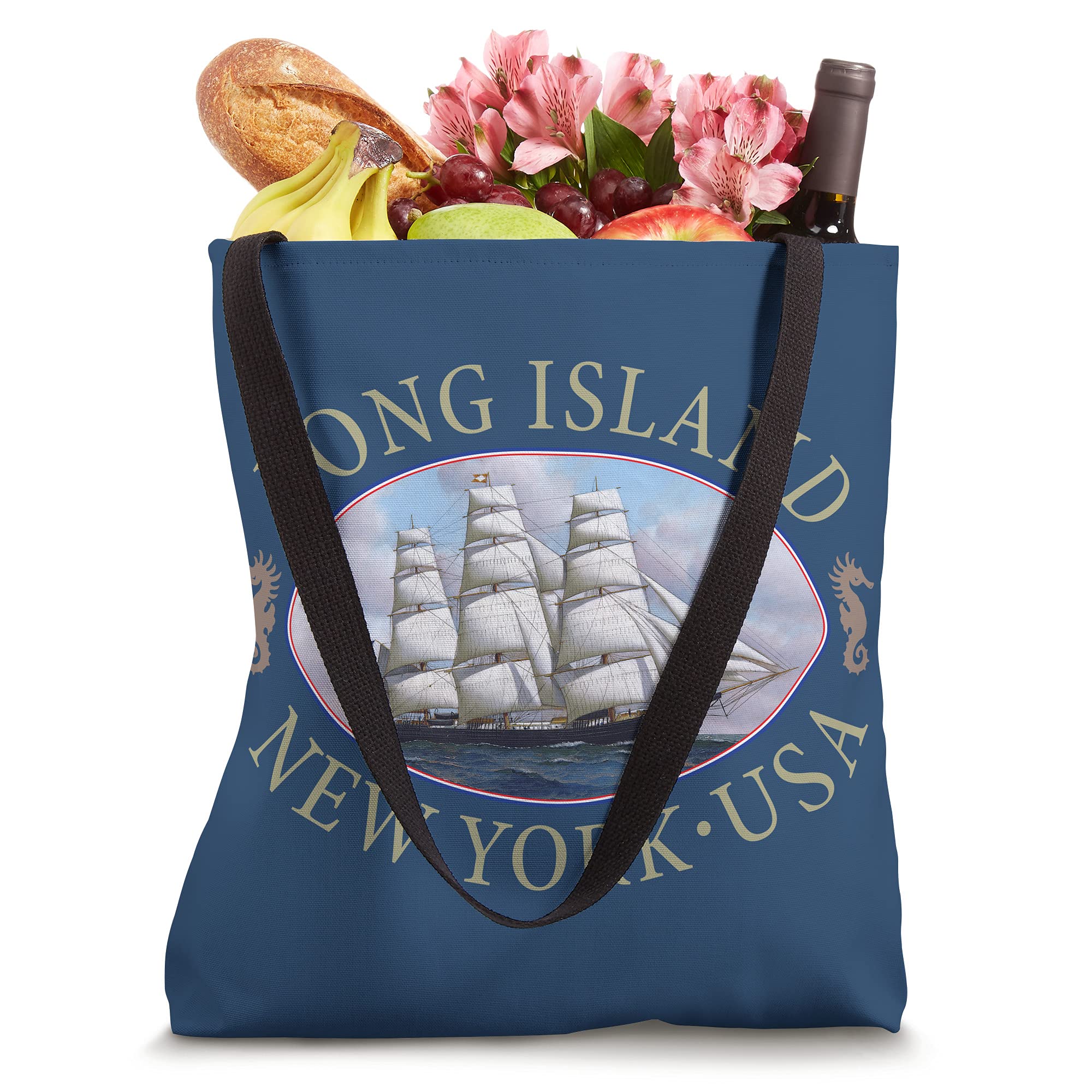 Long Island New York Nautical Tote Bag - Stylish Beach Bag for Women, Perfect for Summer Travel, Shopping & Beach Outings