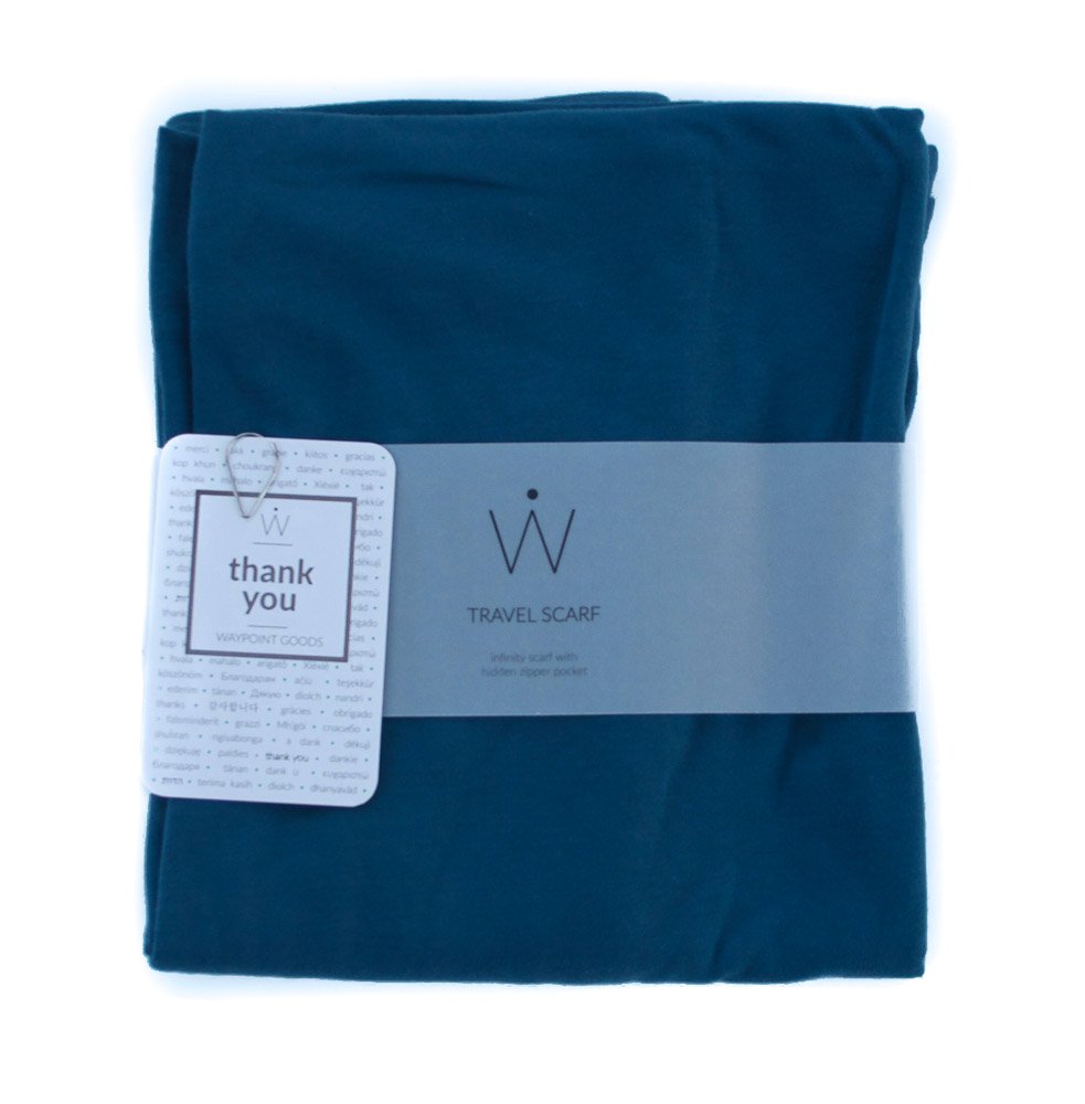 WAYPOINT GOODS Infinity Travel Scarf with Hidden Zipper Pocket for Women - Lightweight Cotton Bamboo Blend - Perfect for Airplane Travel, Commuting & Outdoor Adventures