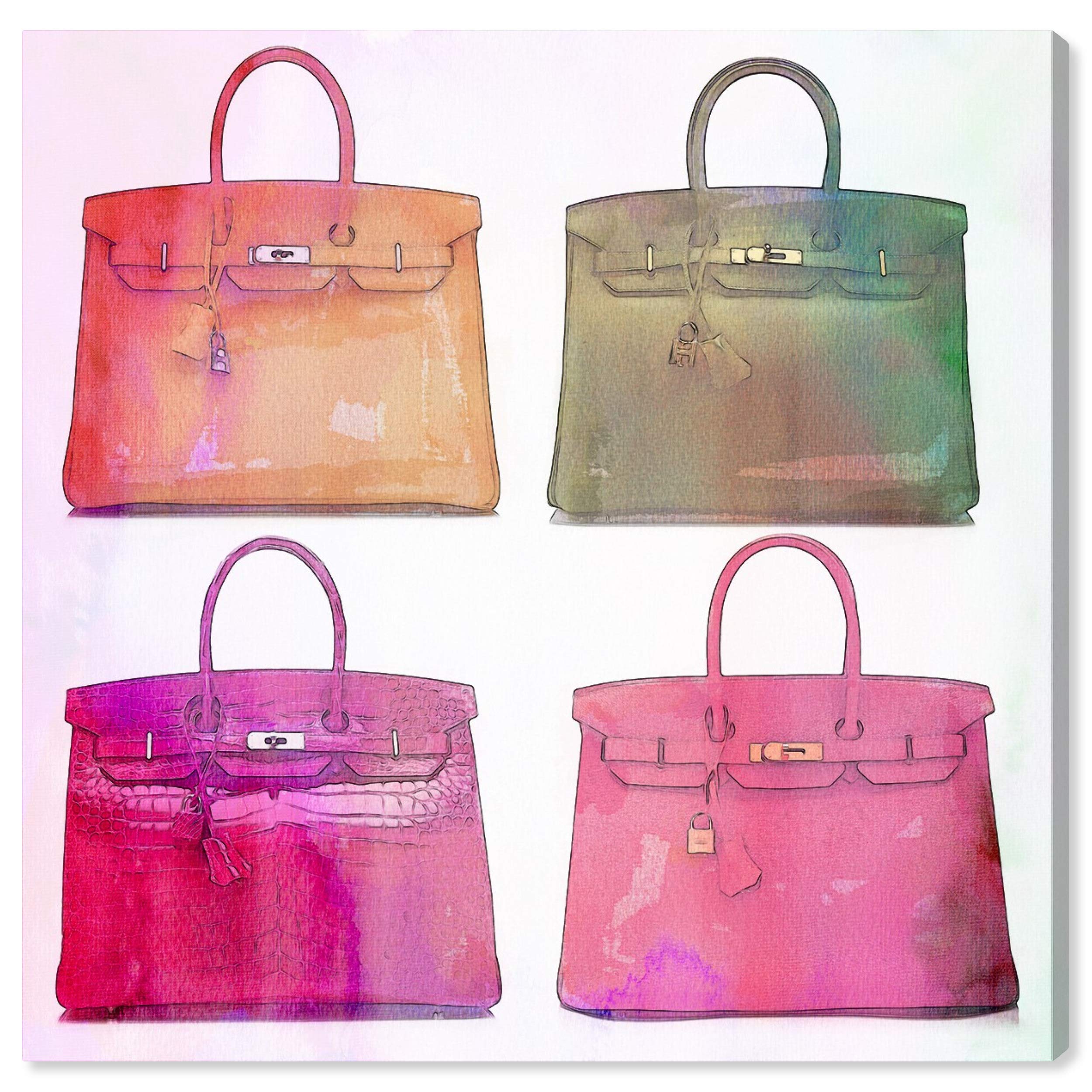 Oliver Gal Artist Co. 'Bag Games' Fashion Glam Wall Art Canvas Print - 24x24 Inch Pink & Green Home Decor for Living Room, Bedroom, or Office
