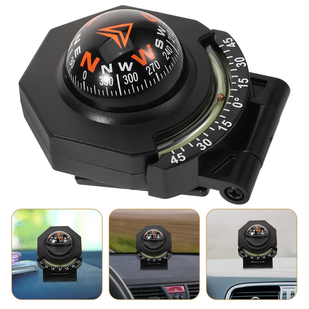 2Pcs Car Compass with Inclinometer - Marine & Dashboard Mounted Foldable Compass for Boats, SUVs & Off-Road Vehicles | Perfect for Navigation, Camping & Outdoor Adventures