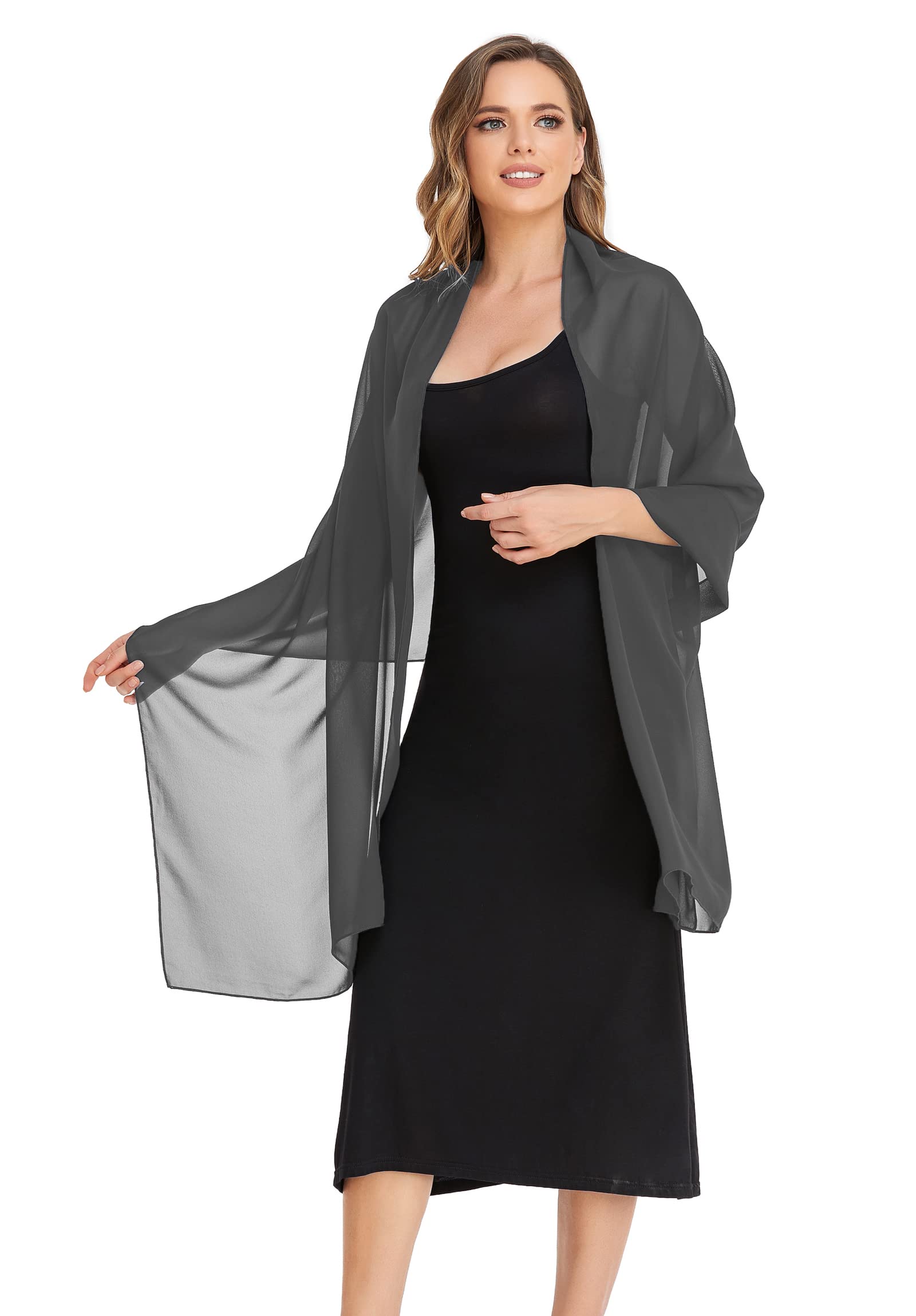 Elegant Sheer Chiffon Shawl Wrap for Women - Soft Silky Bridal Scarf for Wedding, Evening Dresses & Special Occasions
