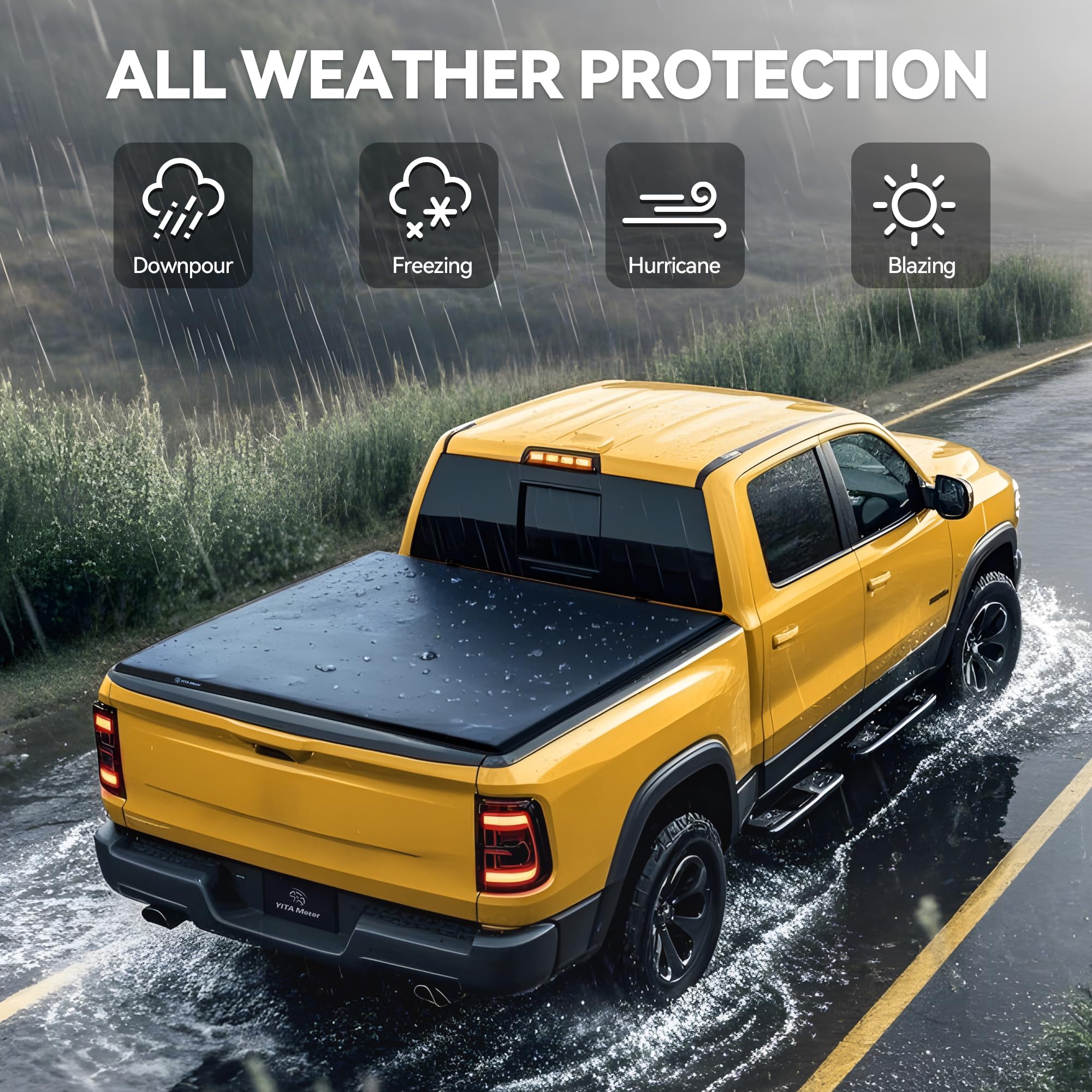 YITAMOTOR Soft Tri-Fold Truck Bed Tonneau Cover for 2014-2018 Chevy Silverado & GMC Sierra 1500 Fleetside 5.8 ft Bed - Waterproof & Durable Pickup Truck Accessory for Cargo Protection & Improved Fuel Efficiency