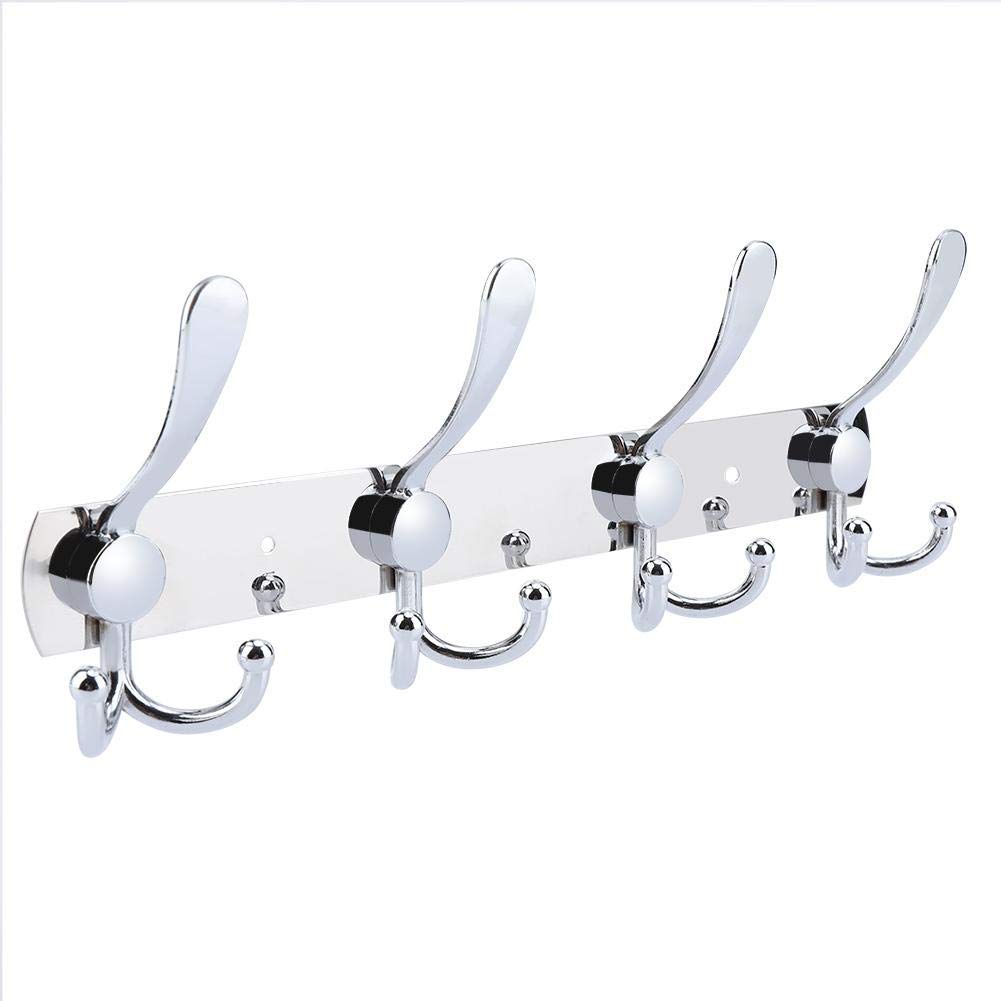Yosoo Stainless Steel Wall Hooks - 4/8/12/15 Hooks Wall Mount Organizer for Coats, Robes, Hats & Towels | Space-Saving Bathroom & Kitchen Decor | Durable Door & Wall Hardware (4 Hooks, 8 Down Design)