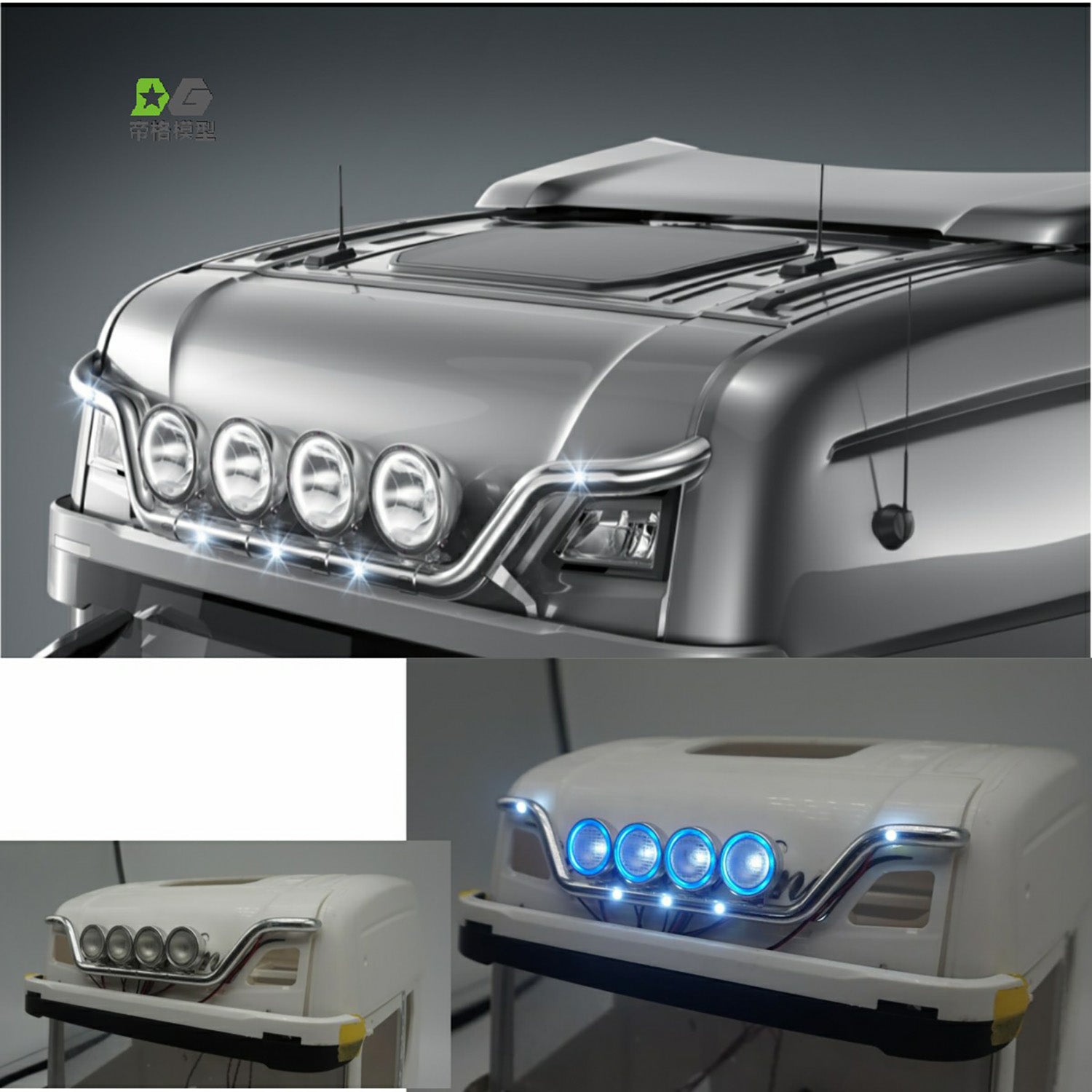 1/14 Scale RC Tractor Truck Aluminum LED Light Bar - Compatible with 56323, 56371, 770S, R620, R730, 1851 Remote Control Cars - DIY Model Accessories for Night Crawling & Off-Road Racing