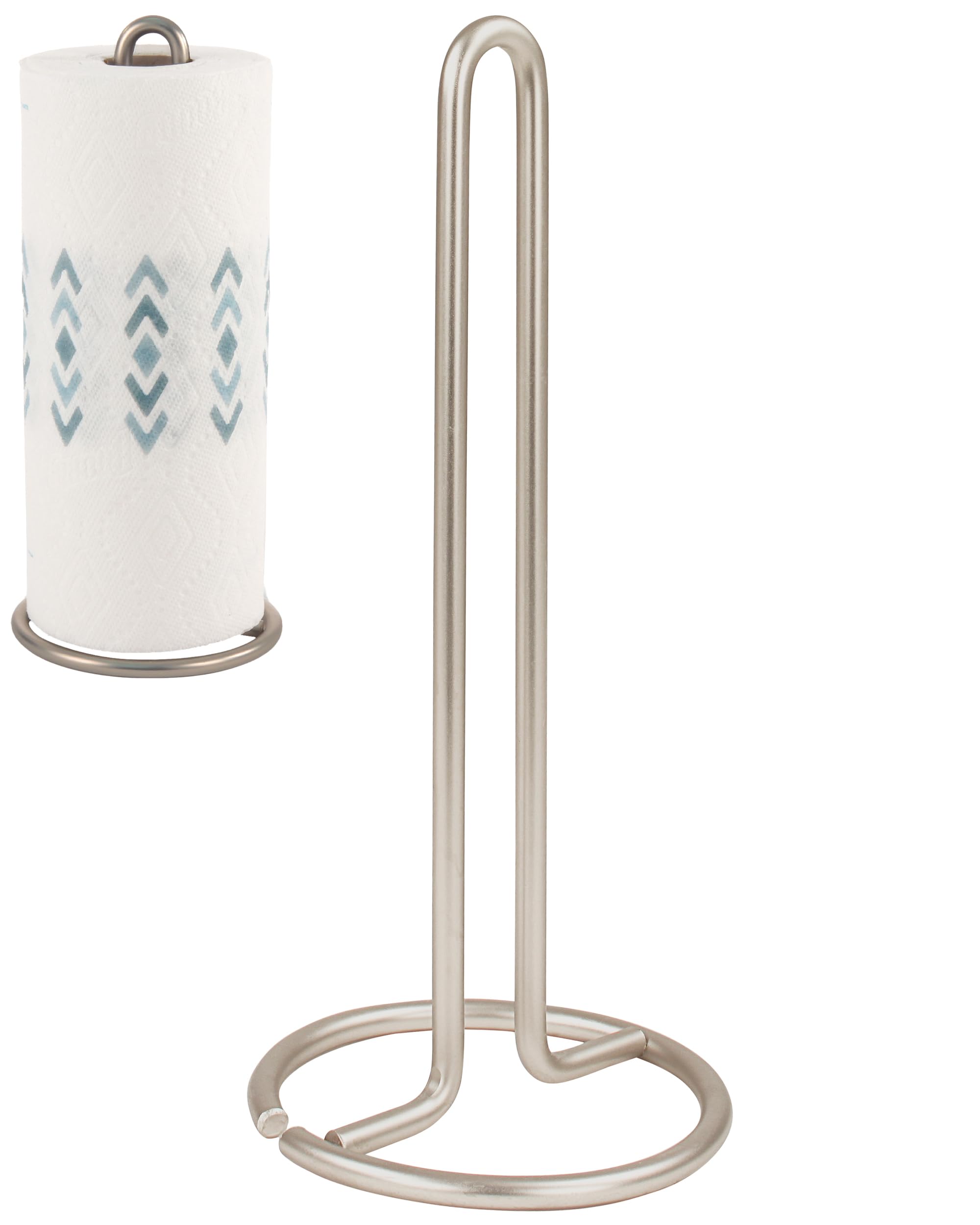 Spectrum 41078 Satin Nickel Paper Towel Holder - 2 Ounce, 1 Count - Modern Kitchen & Bathroom Organizer for Countertop or Wall Mounting