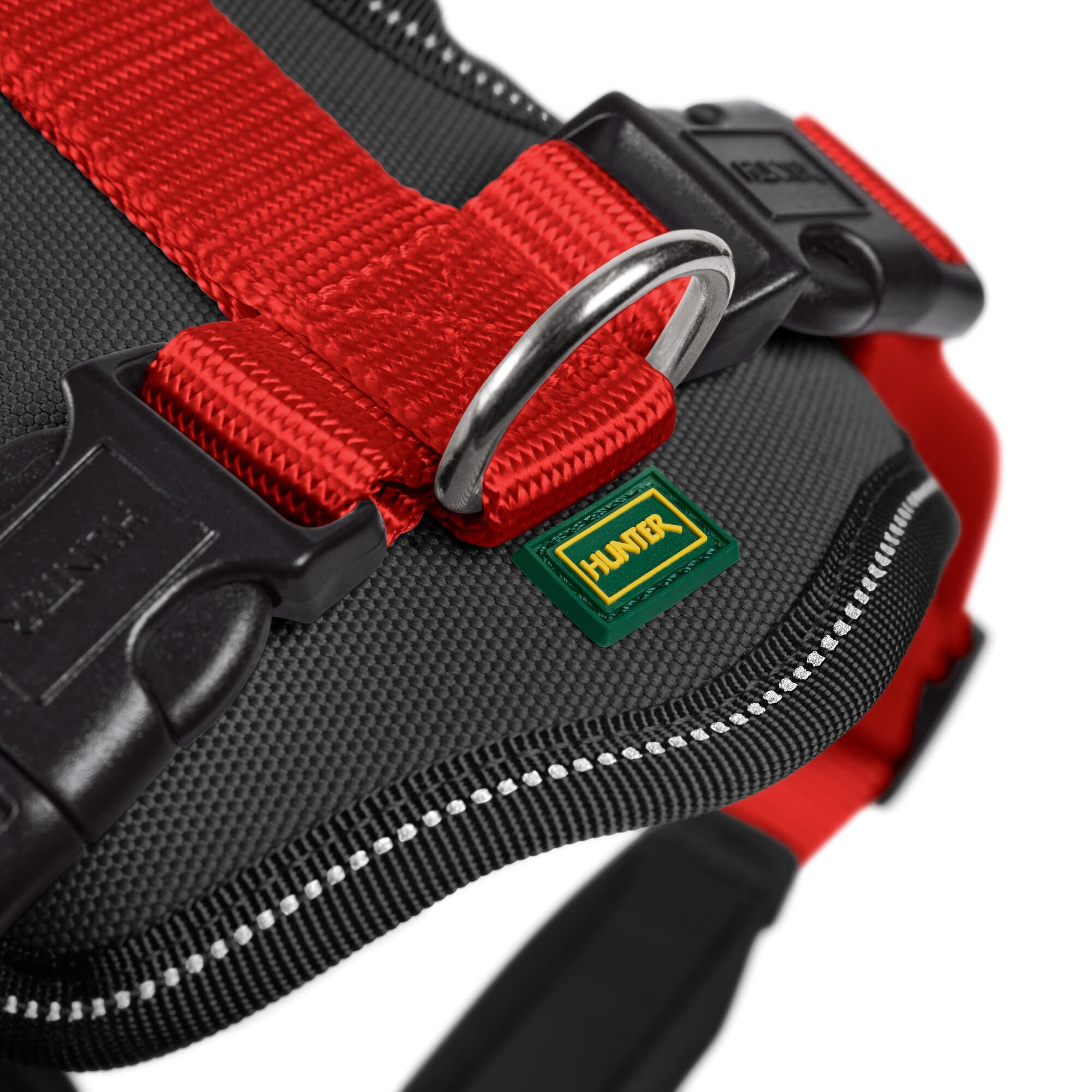 HUNTER Neoprene Dog Harness for Medium Dogs - Adjustable & Comfortable Red/Black Pet Vest - Perfect for Walking, Hiking & Outdoor Adventures