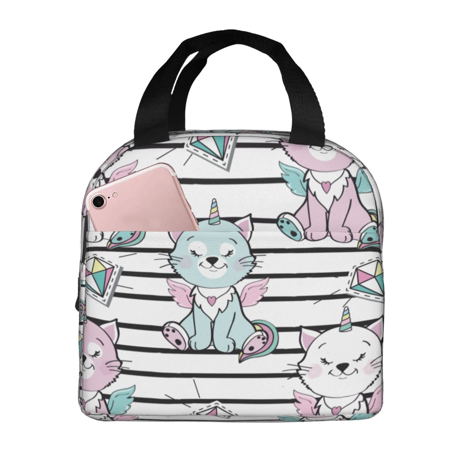 Insulated Cat Unicorn Lunch Bag - Reusable & Portable Cooler Tote for Men & Women - Perfect for Office, Picnic, School & Outdoor Activities