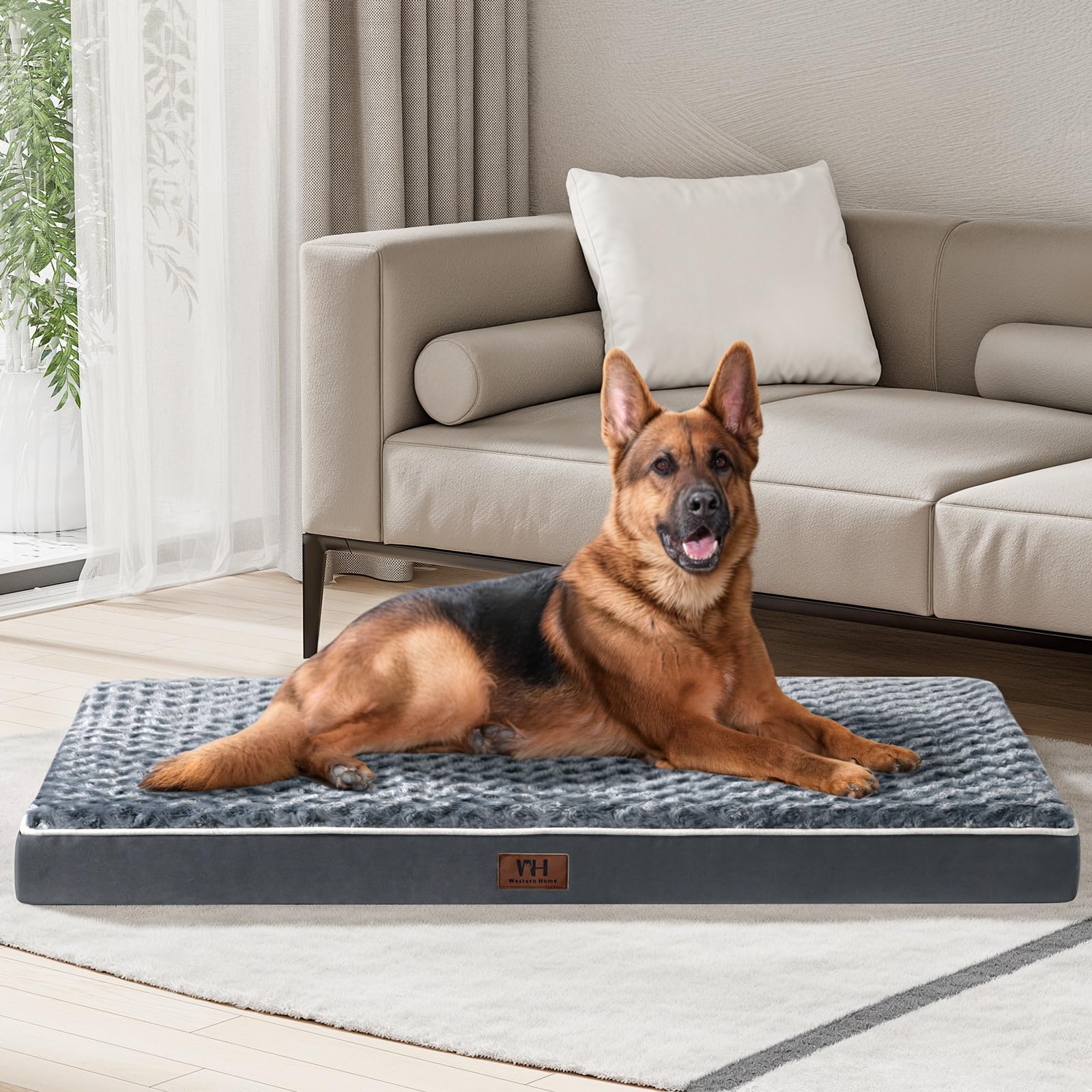 **Orthopedic Extra Large Dog Bed for Large Dogs - Washable Waterproof Pet Bed with Soft Rose Plush Cover, Egg Crate Foam & Non-Slip Bottom - Perfect for Home, Crate & Kennel Use**