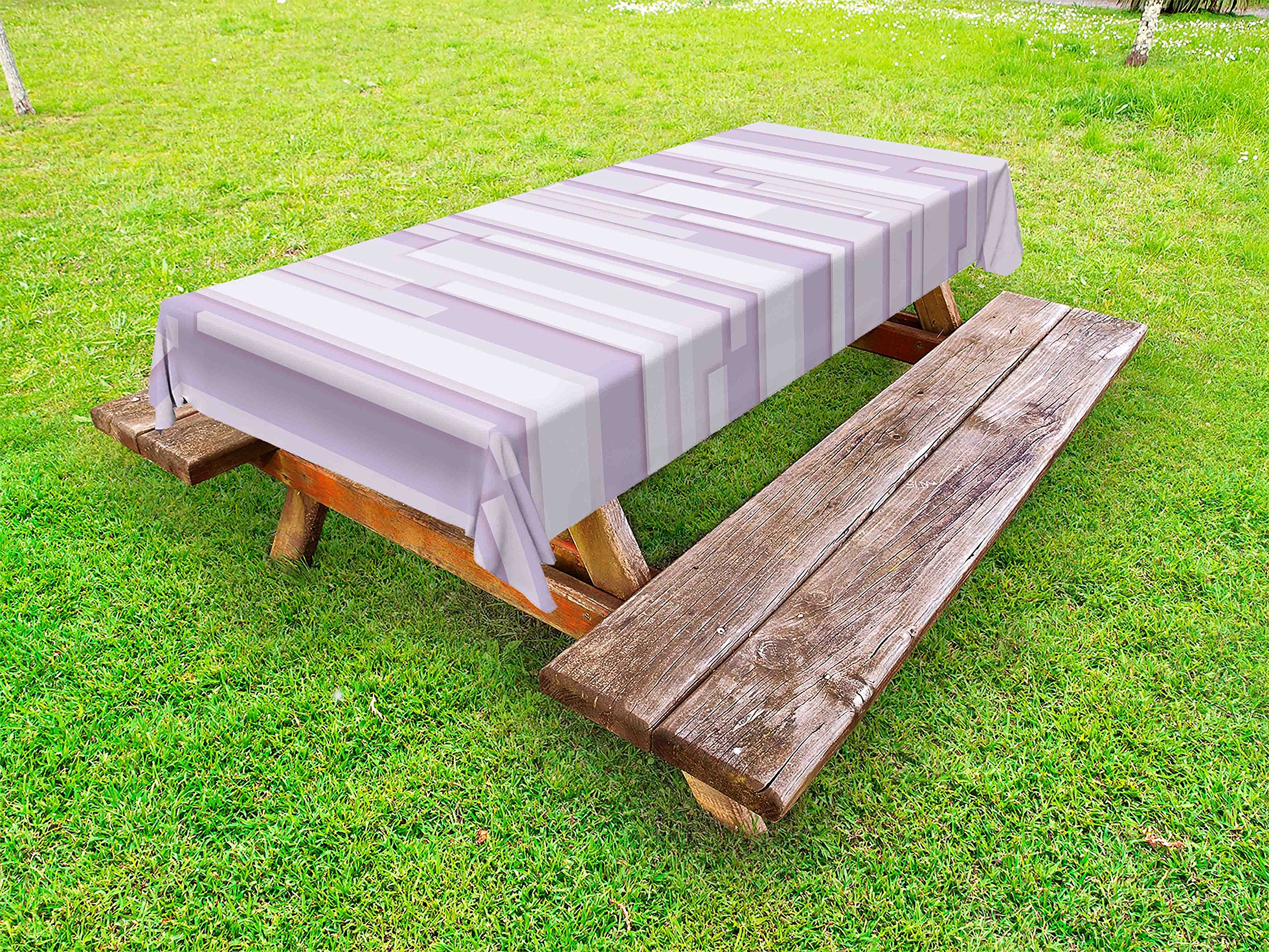 Ambesonne Modern Outdoor Tablecloth - Contemporary Stone Like Linear Band Design in Pastel Tones, Washable Picnic Table Cover 58