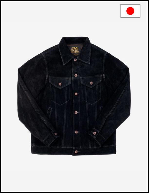 Iron Heart IHJ-49 Split Steer Modified Type III Denim Jacket - Black | Vintage Workwear Style for Motorcycle Riding & Casual Outfits