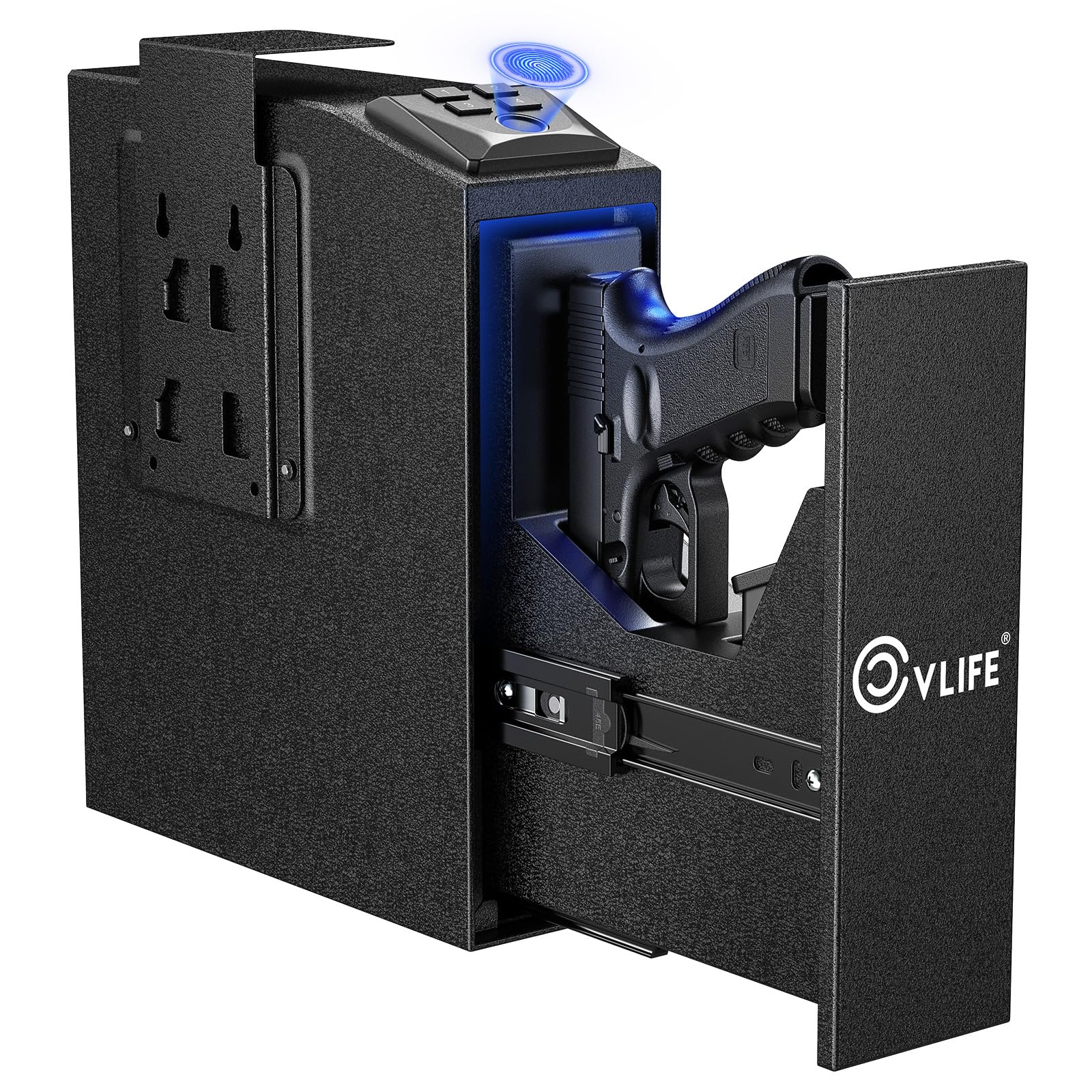 CVLIFE Biometric Gun Safe for Handgun - Quick Access Fingerprint & Keypad Lock Security Box - Pistol Safe for Home, Bedside, Nightstand, Office & Car Storage - Protect Your Firearms from Unauthorized Access