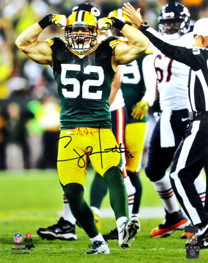 Clay Matthews Signed Green Bay Packers 16x20 NFL Photo - Autographed Memorabilia with Black Ink - Perfect for Sports Fans & Collectors - Great for Man Cave, Game Room, or Gift