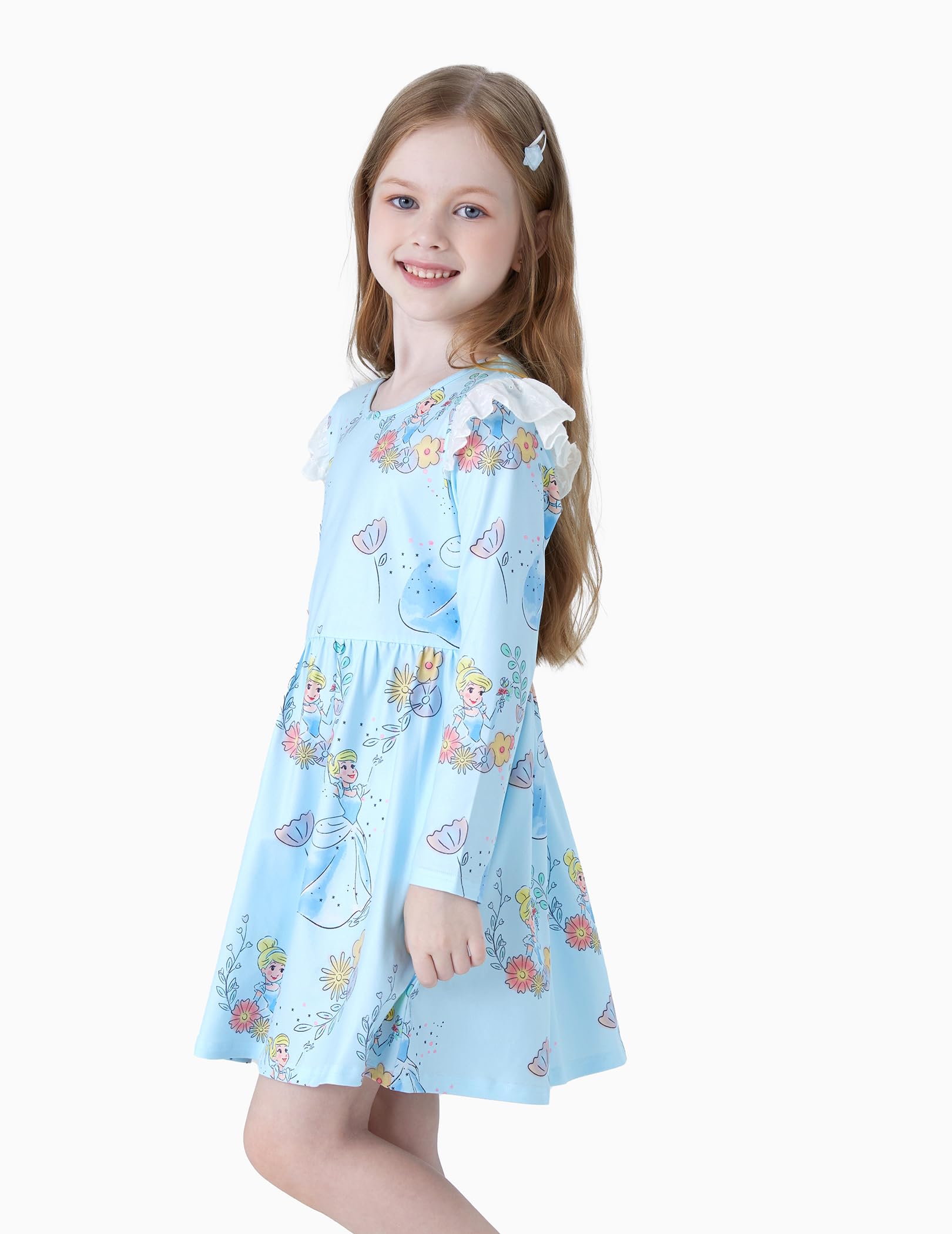 Disney Princess Cinderella Ariel Frozen Elsa Ruffle Sleeve Dress for Baby & Toddler | Minnie & Mickey Mouse Costume | Perfect for Birthday Parties, Halloween & Dress-Up Play