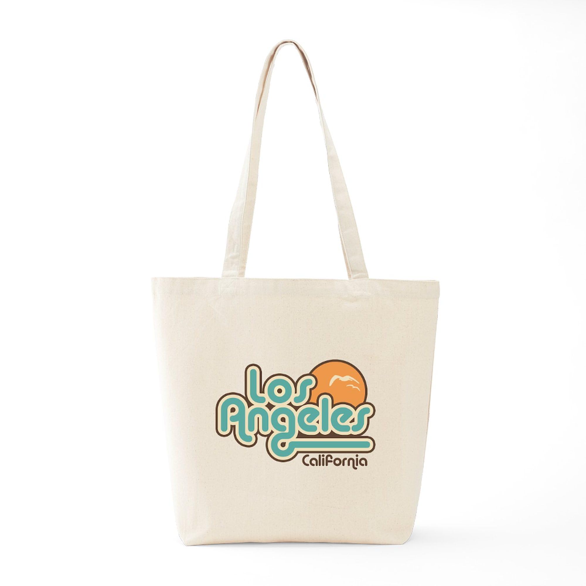 Los Angeles California Tote Bag - Natural Canvas Reusable Shopping Bag with Print | Eco-Friendly Grocery Bag for Beach, Market & Travel