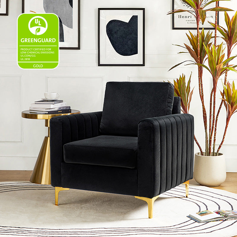 Luxury Didyme Velvet Club Armchair - Modern Accent Chair for Living Room, Bedroom & Office - Plush Upholstered Lounge Chair with Sturdy Wooden Legs - Perfect for Reading Nook, Home Theater & Cozy Spaces