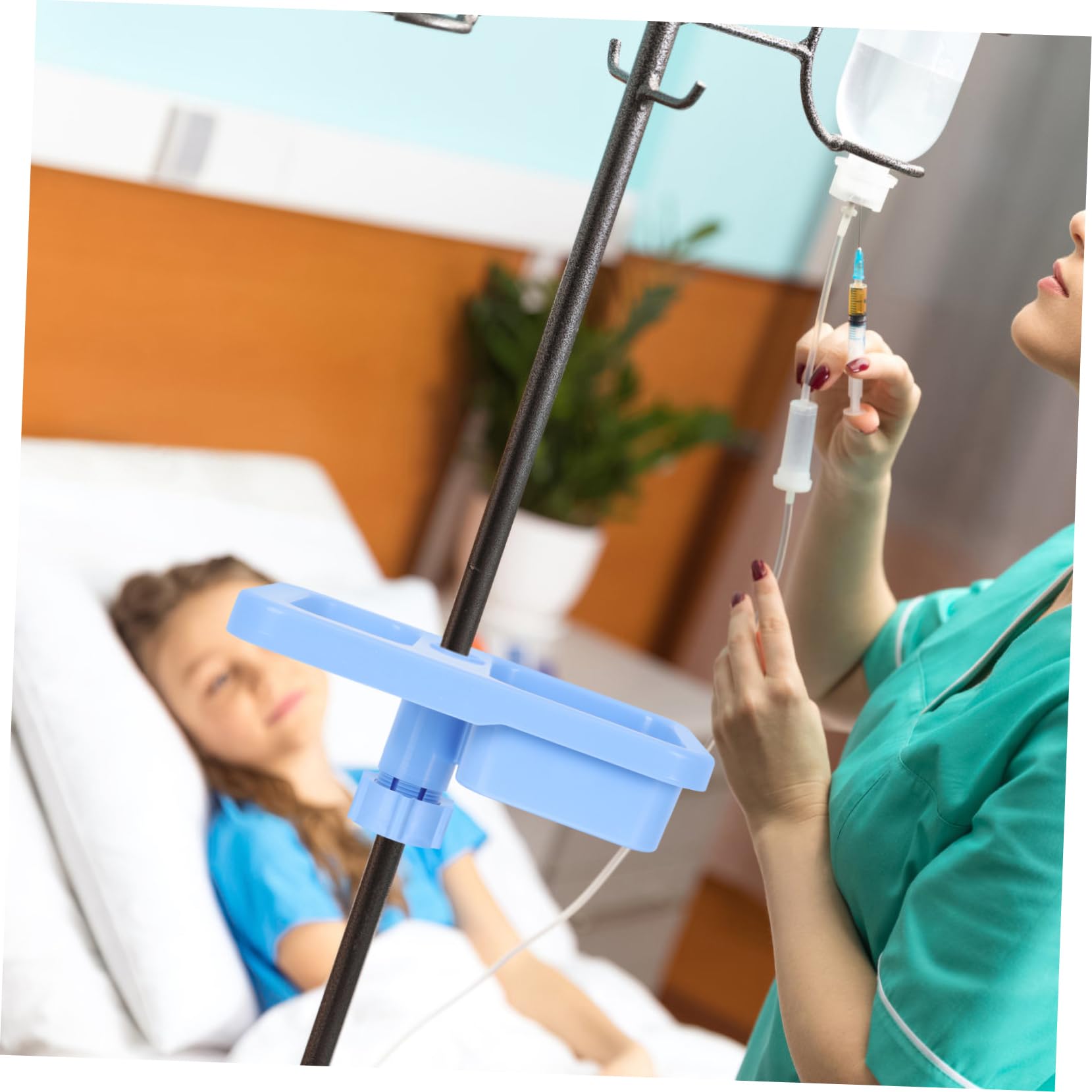 Healvian 2pcs IV Pole Tray - Plastic Medical Storage for IV Stand Accessories